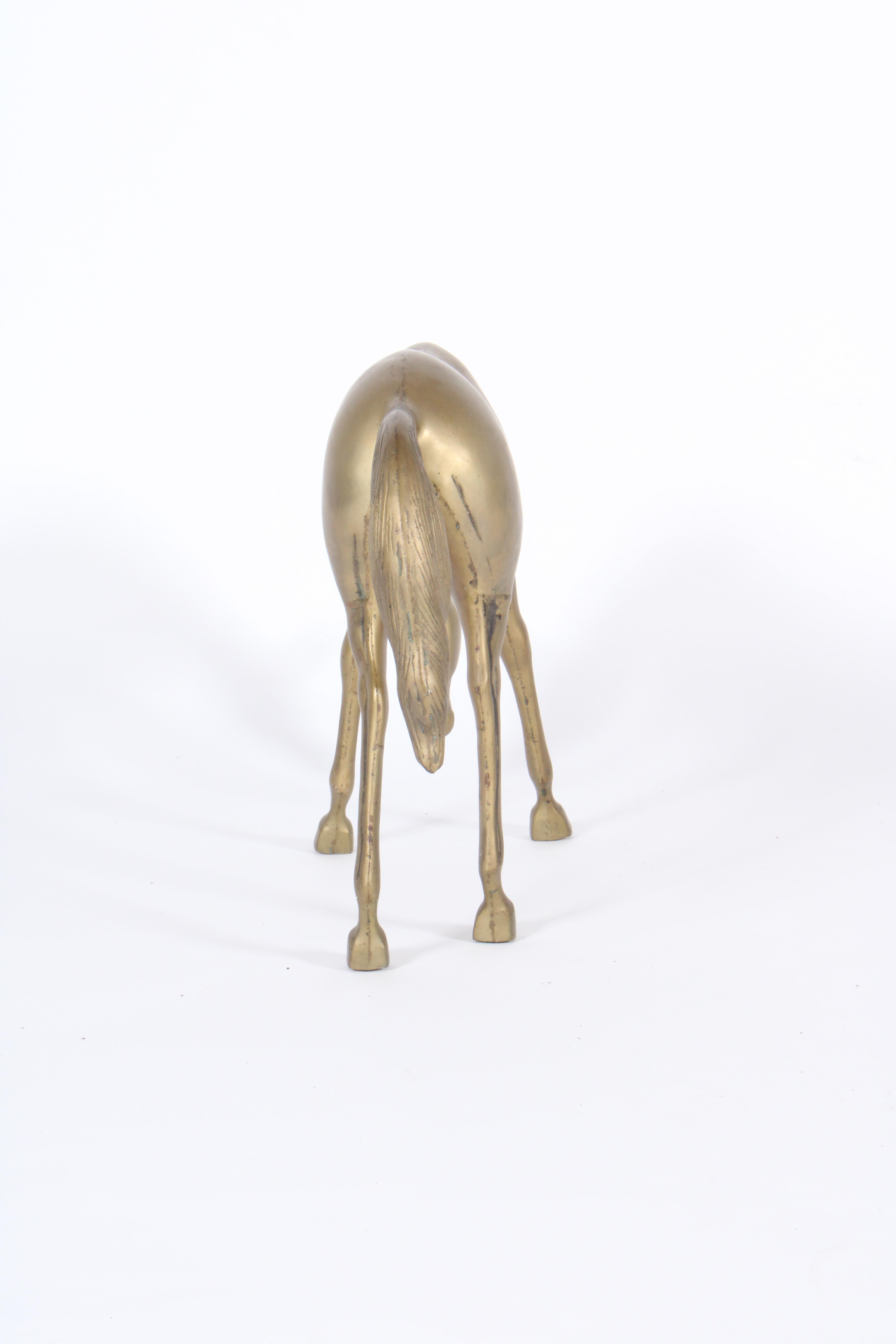 Superbe sculpture artisanale décorative de cheval vintage en laiton  en vente 5