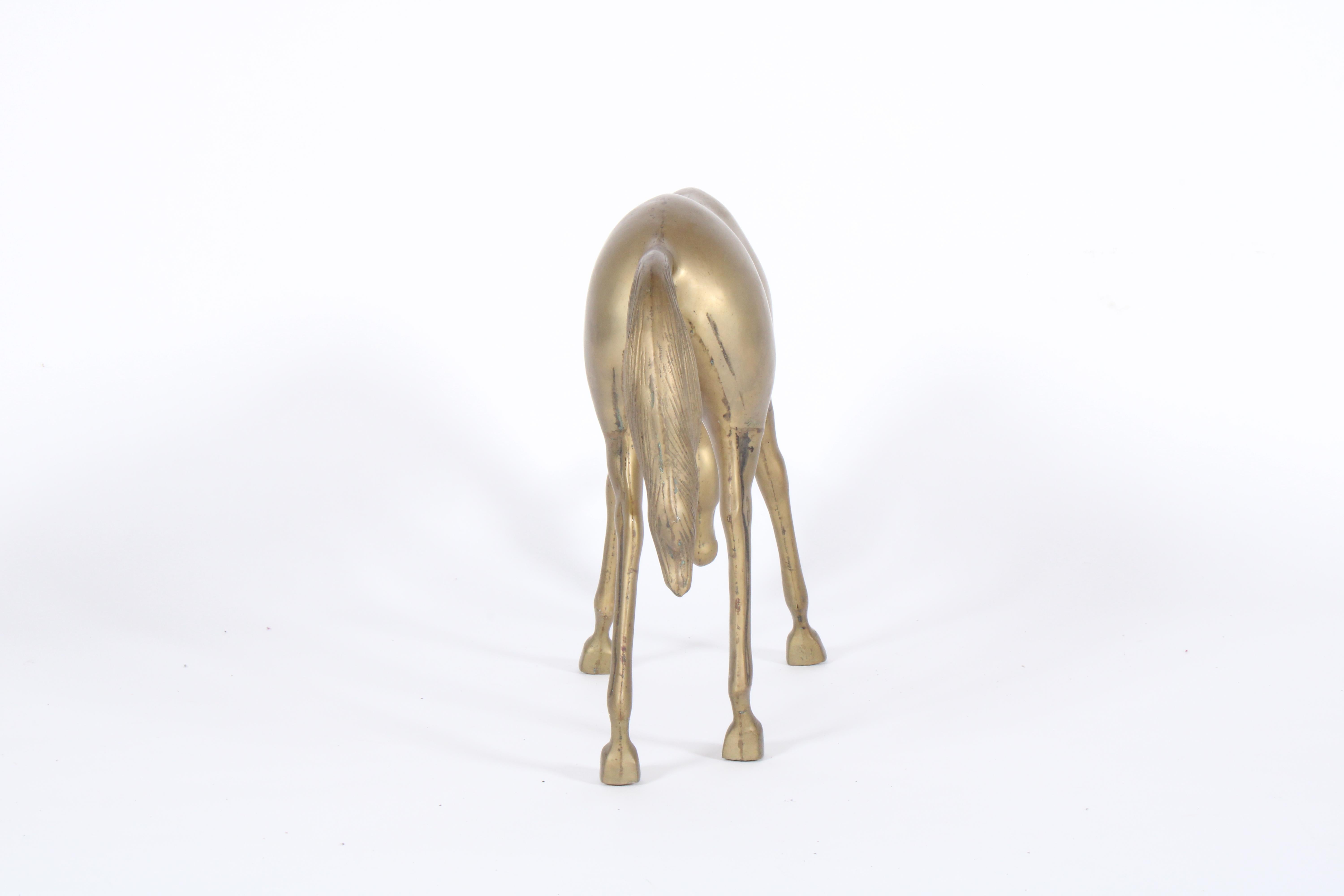 Superbe sculpture artisanale décorative de cheval vintage en laiton  en vente 6