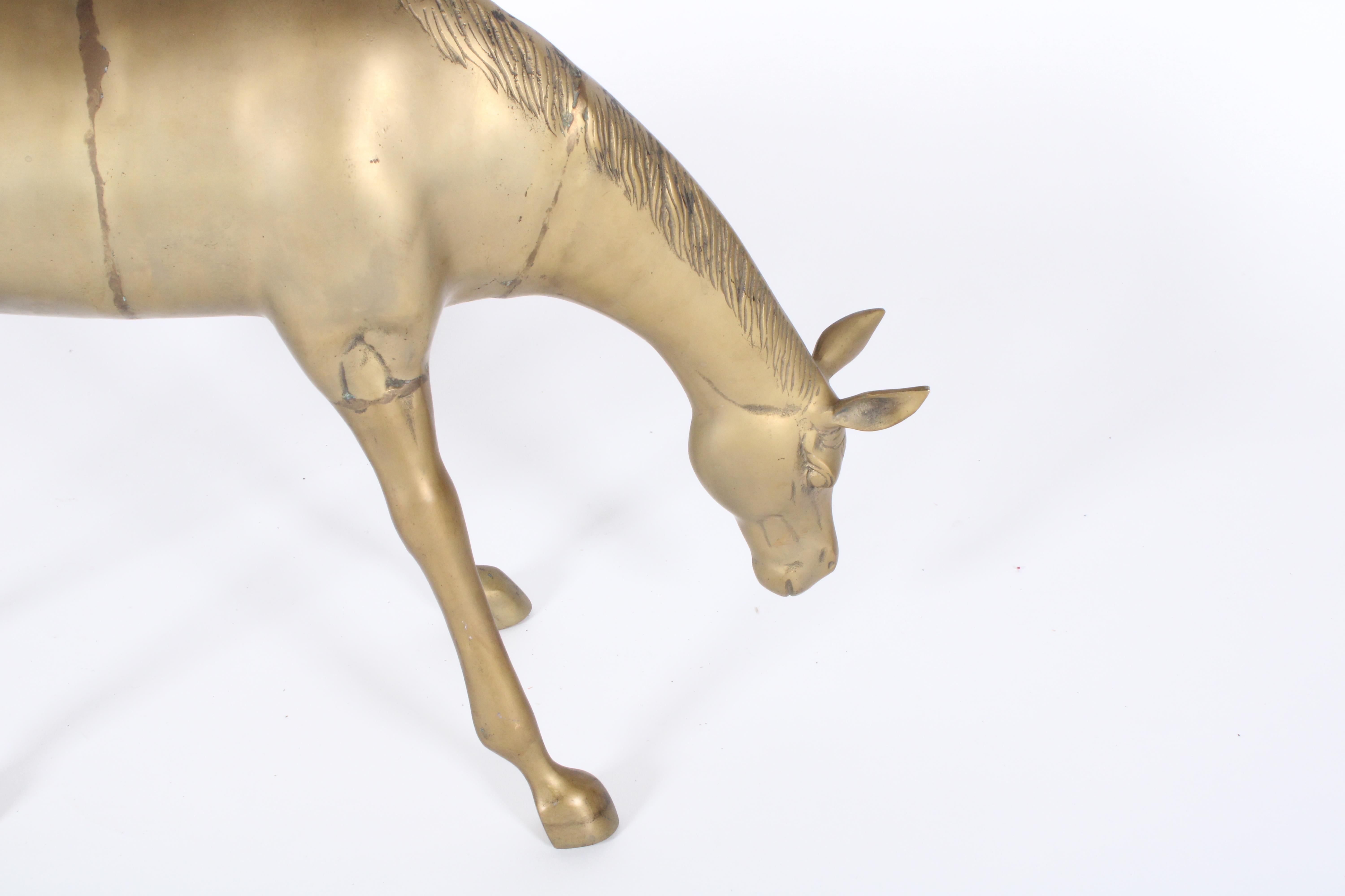 Superbe sculpture artisanale décorative de cheval vintage en laiton  en vente 7