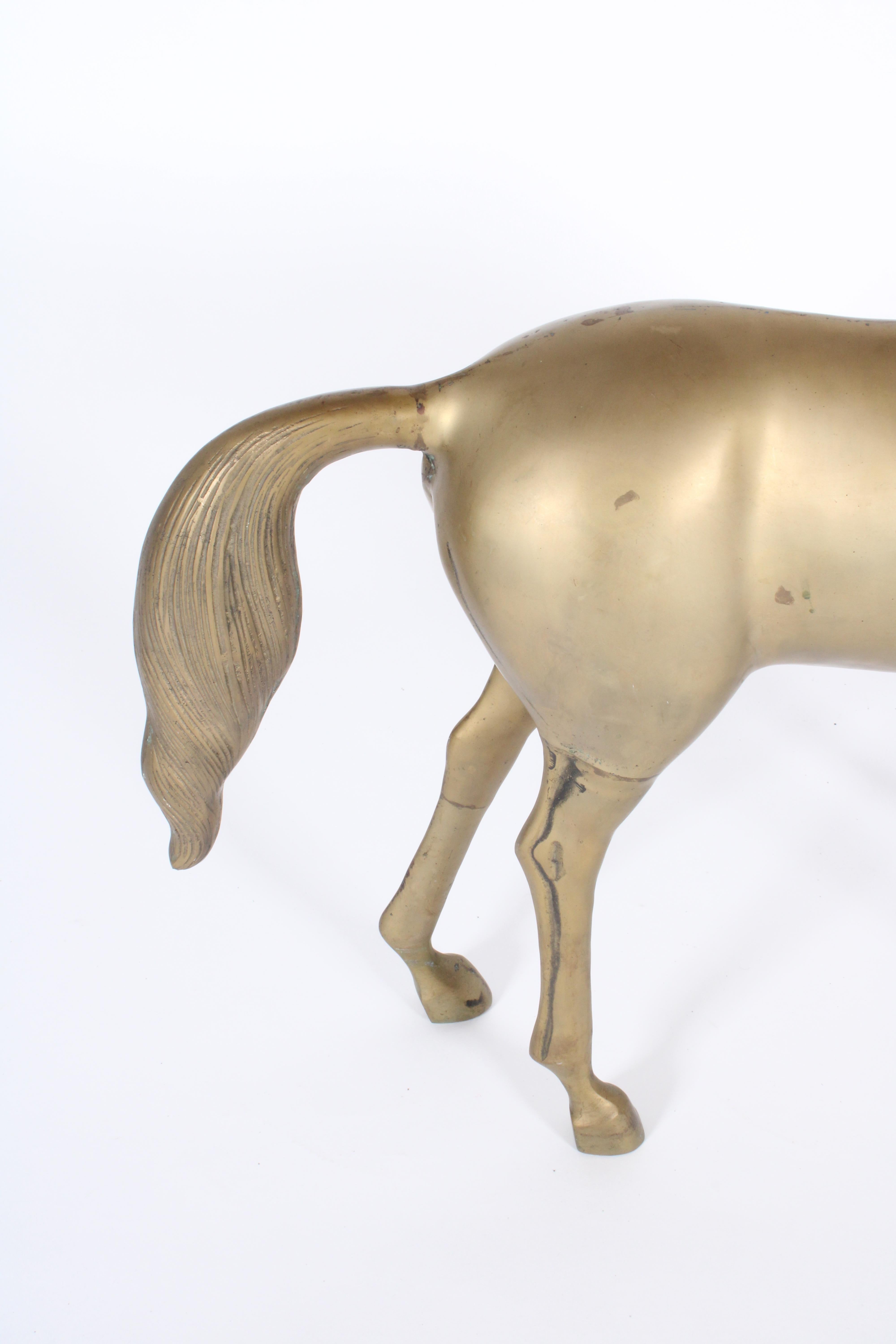 Superbe sculpture artisanale décorative de cheval vintage en laiton  en vente 8