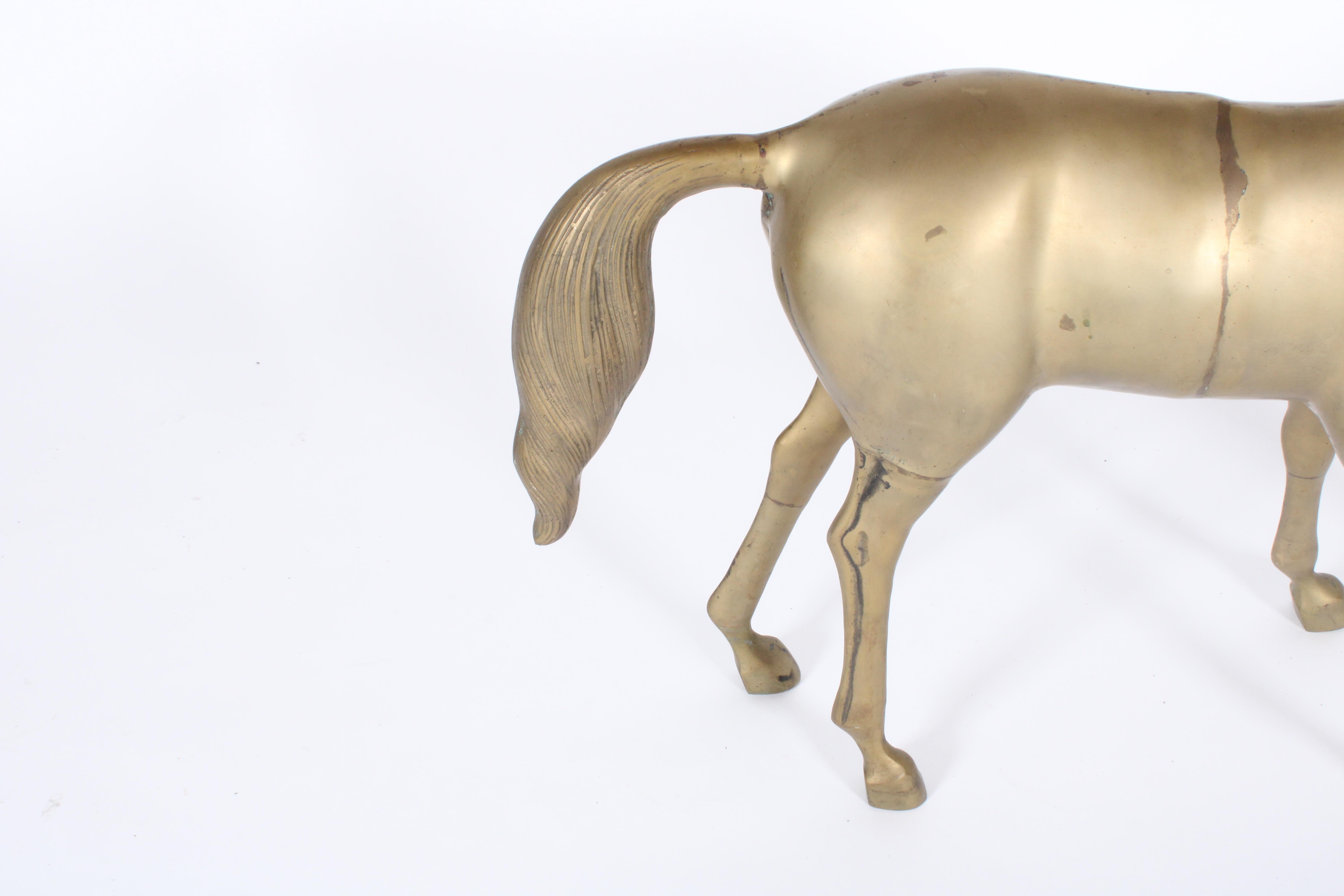 Superbe sculpture artisanale décorative de cheval vintage en laiton  en vente 9