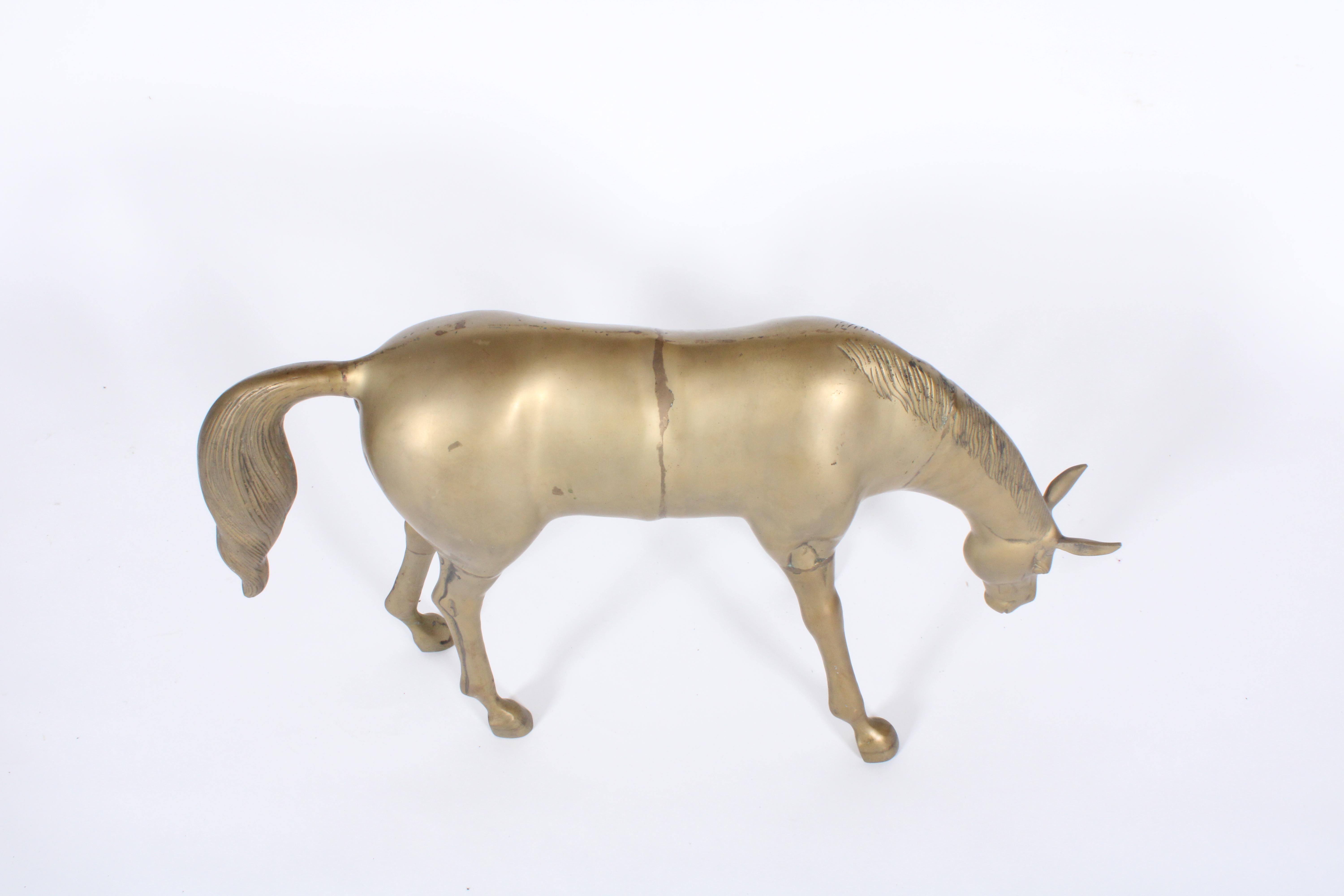 Stunning Vintage Artisan Decorative Brass Horse Sculpture  For Sale 11