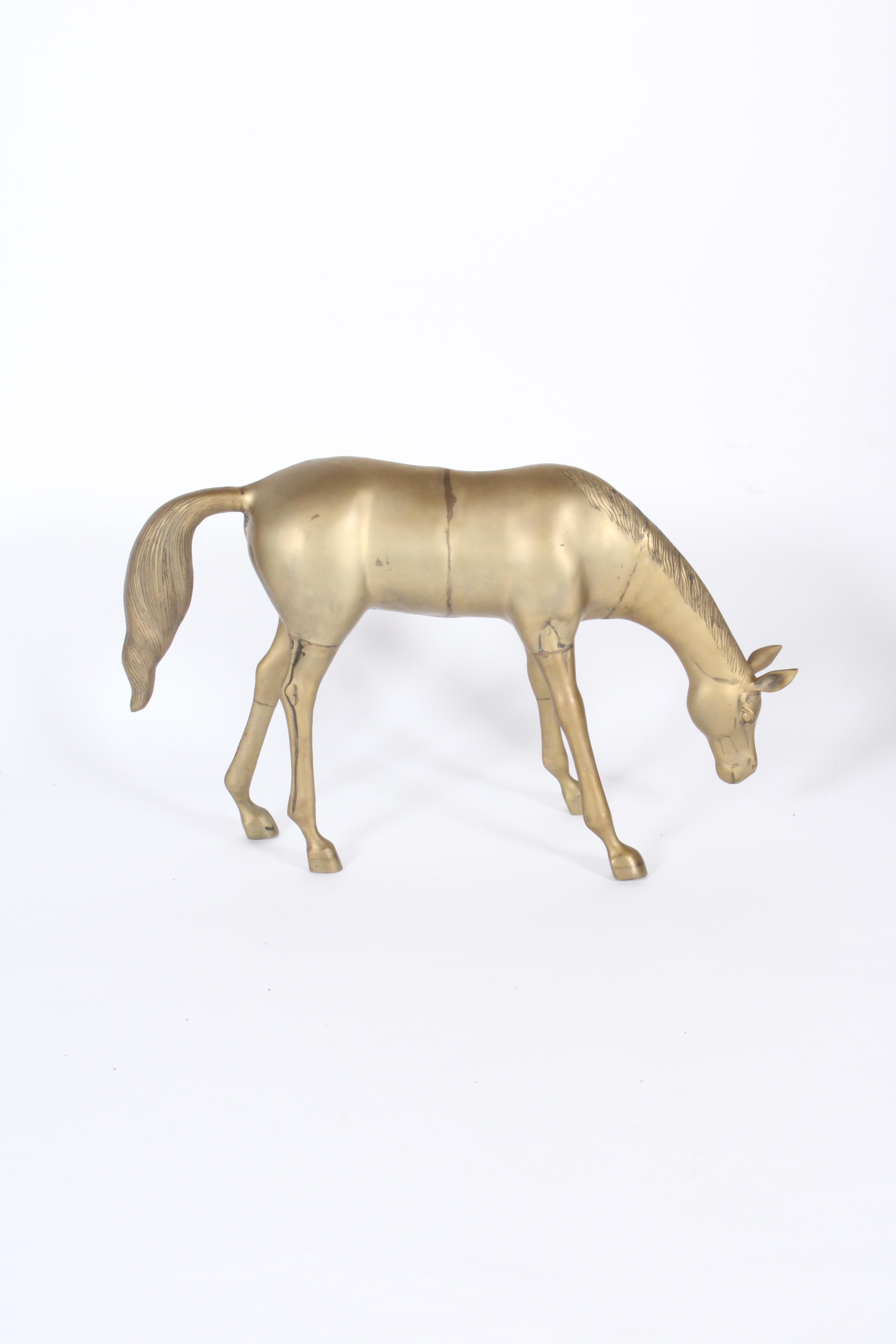 Moulage Superbe sculpture artisanale décorative de cheval vintage en laiton  en vente