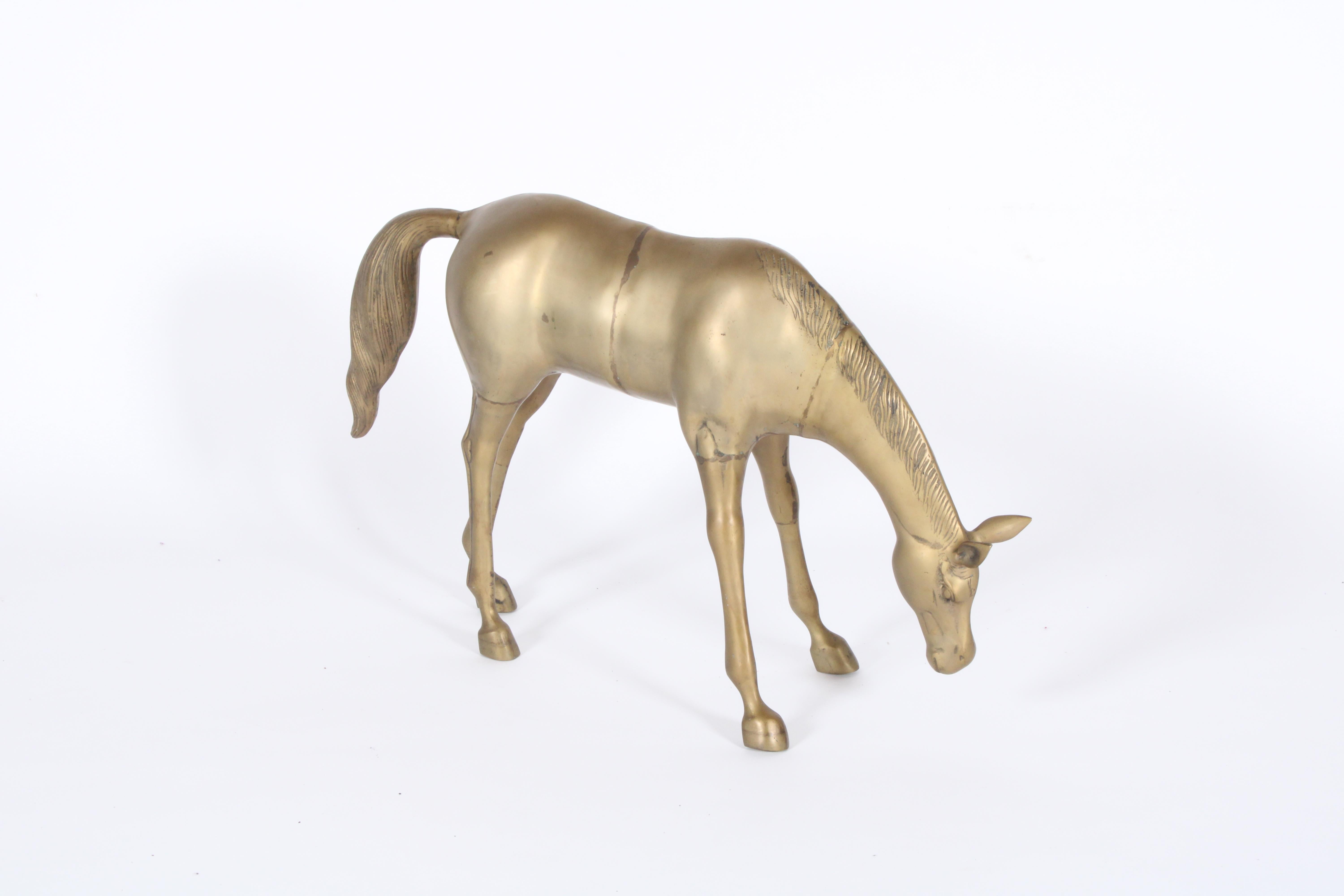 Superbe sculpture artisanale décorative de cheval vintage en laiton  Bon état - En vente à Portlaoise, IE