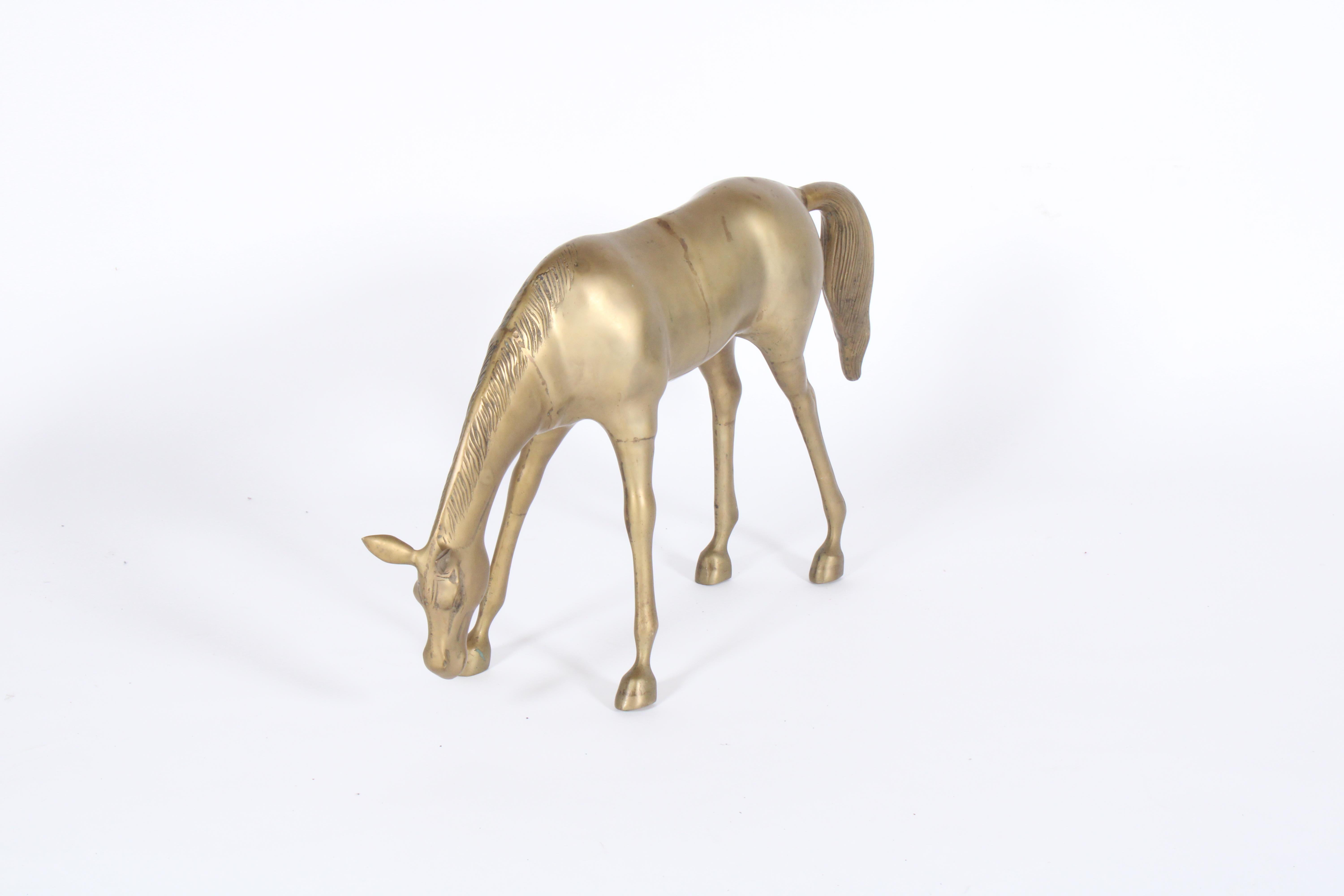 Superbe sculpture artisanale décorative de cheval vintage en laiton  en vente 2