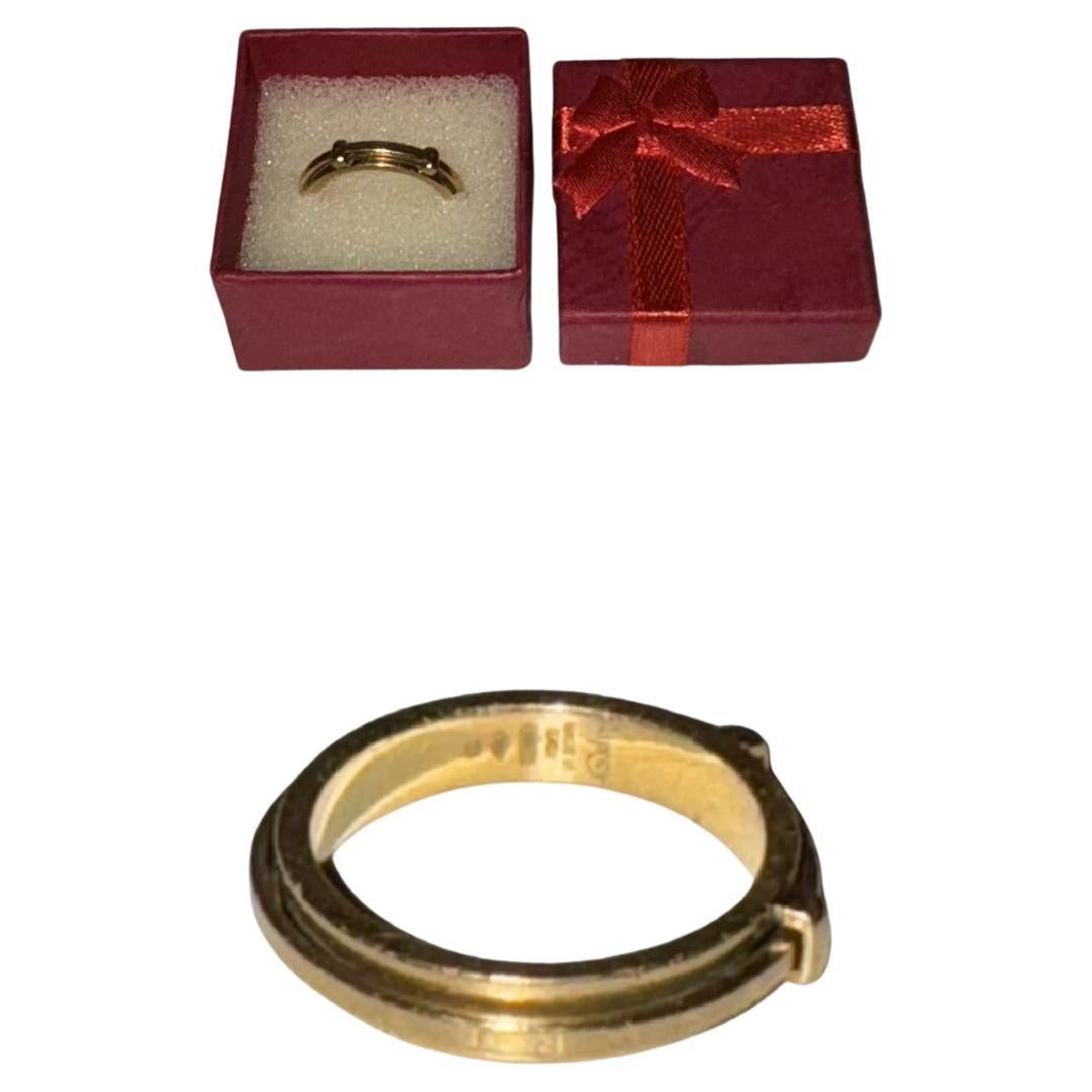impresionante anillo de oro 18 quilates repujado fabricado en italia estampado en venta