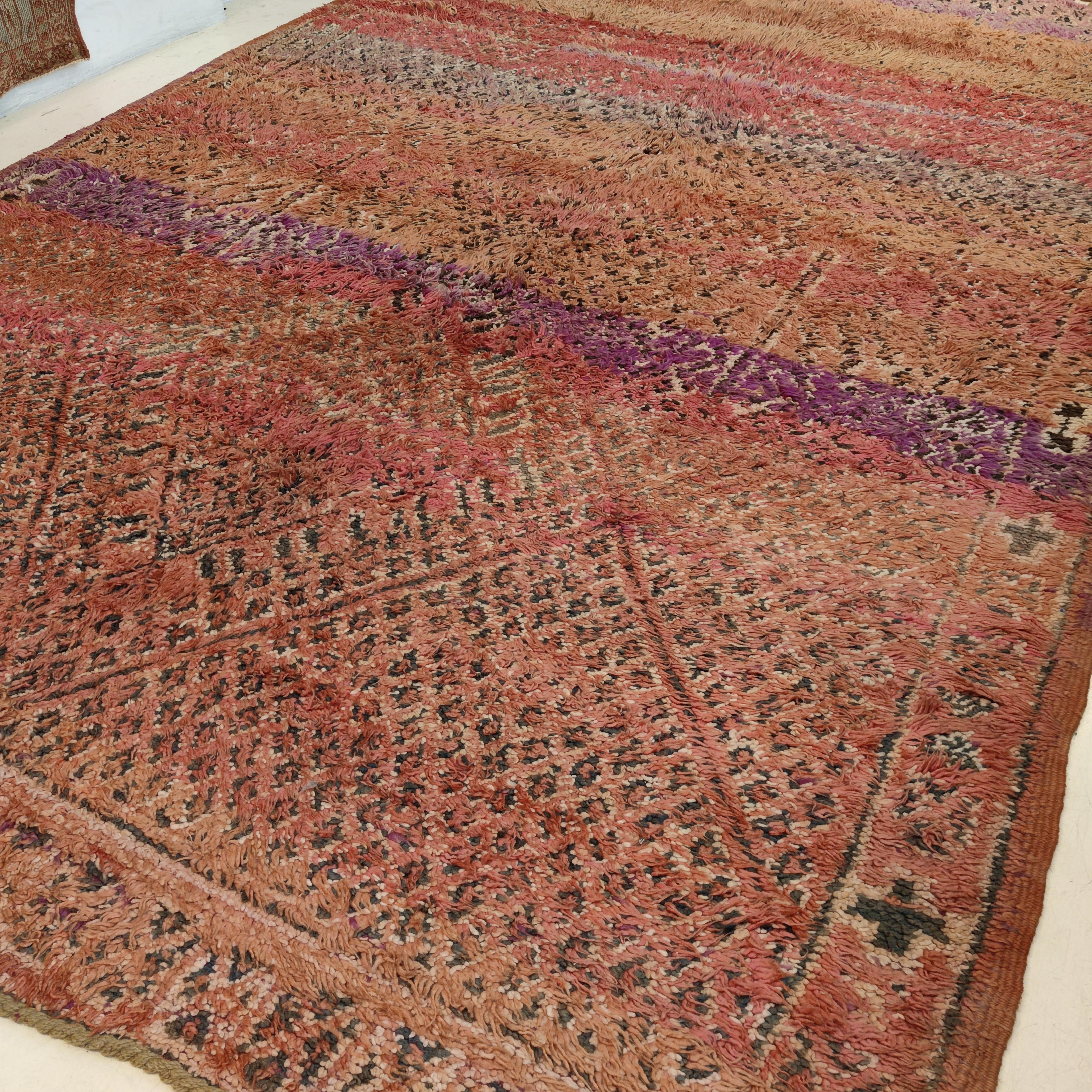 Stunning Vintage Beni Mguild Moroccan Berber Rug in Rainbow Colours For Sale 2
