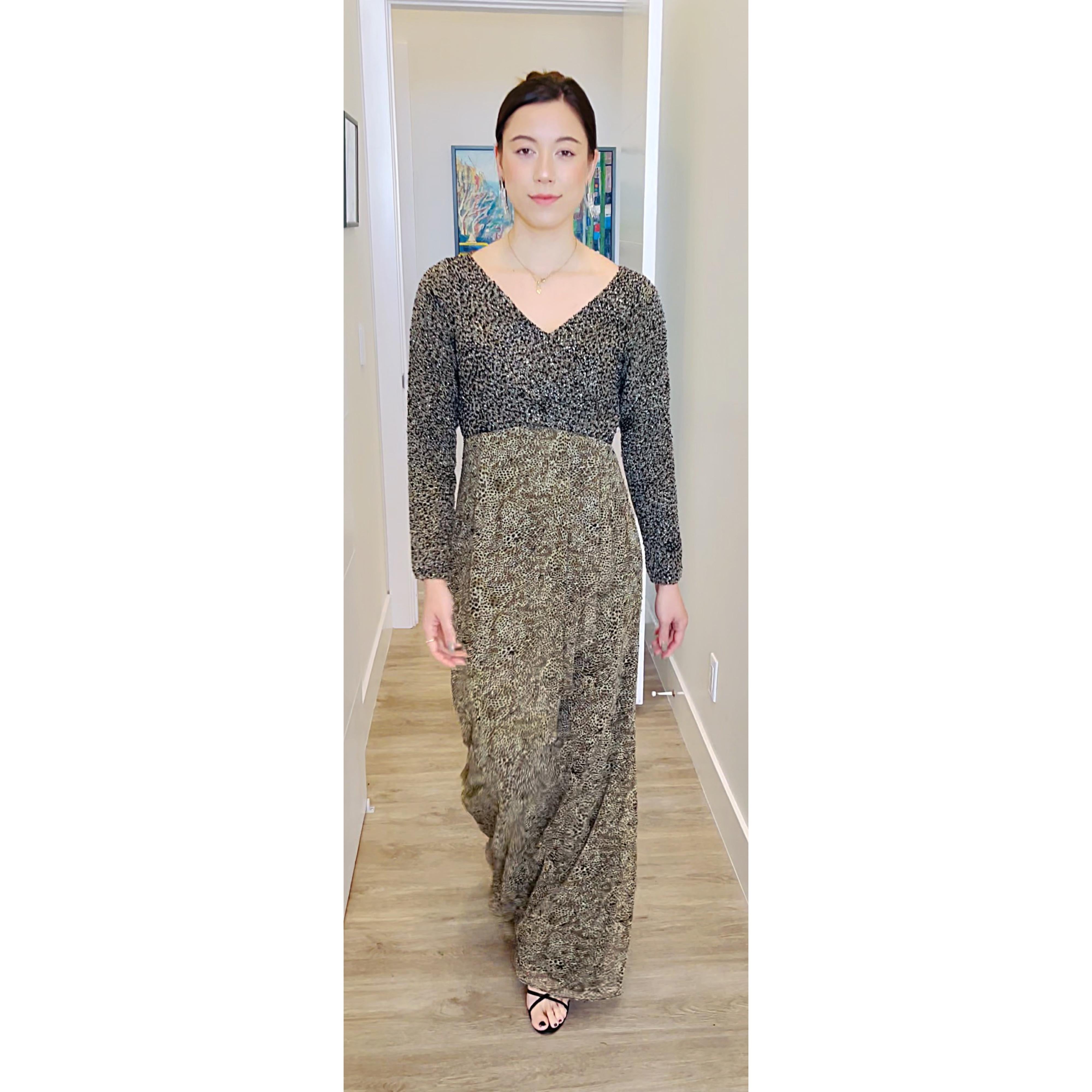 Stunning Vintage Bob Mackie Heavily Beaded Silk Chiffon Leopard Gown For Sale 6