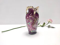 Stunning Vintage Bohemian Amethyst Blown Glass Vase with Salamander