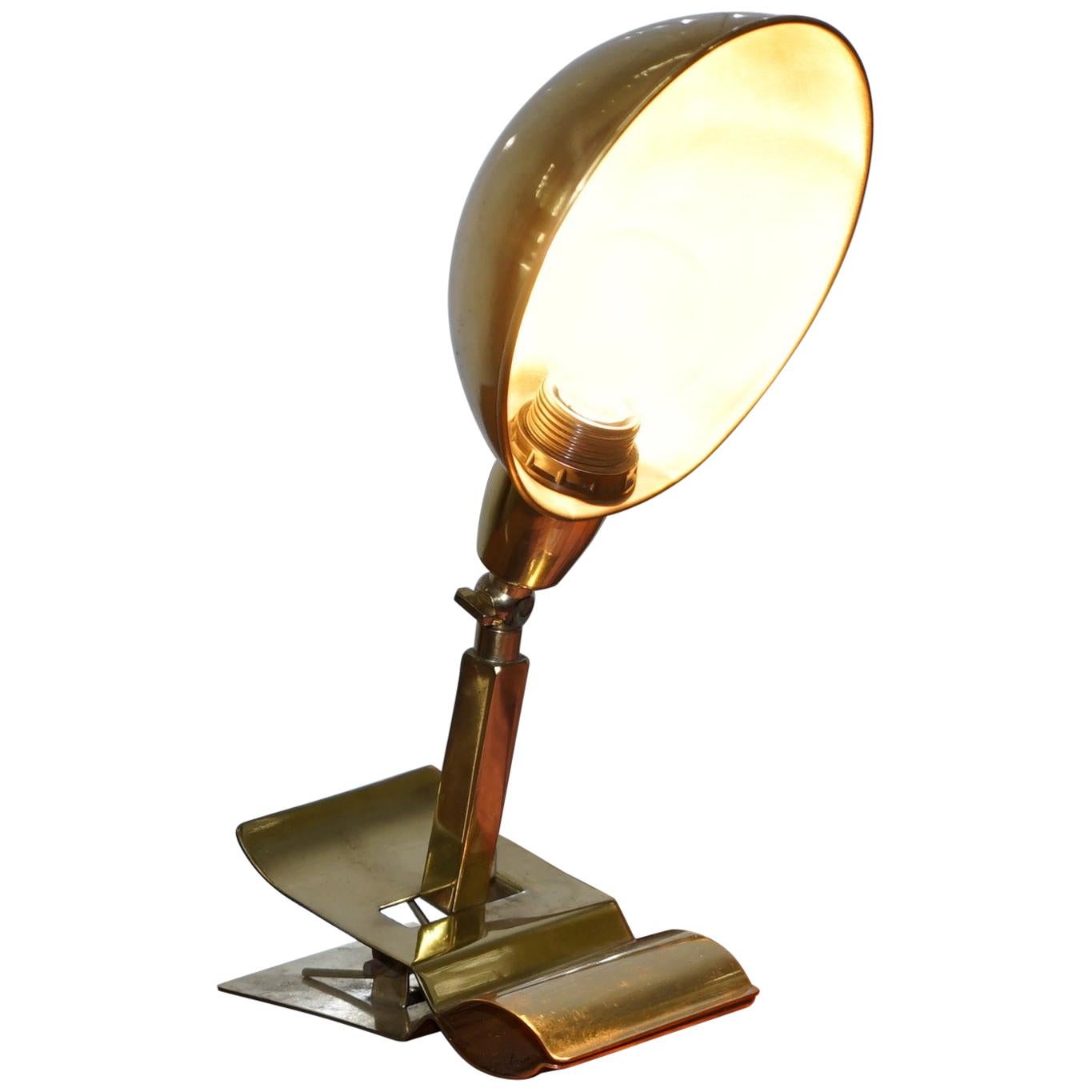 Stunning Vintage Brass Clip On Light with Original Shade Great for Work Study
