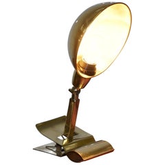 Stunning Vintage Brass Clip-On Light with Original Shade, Great for Work Study