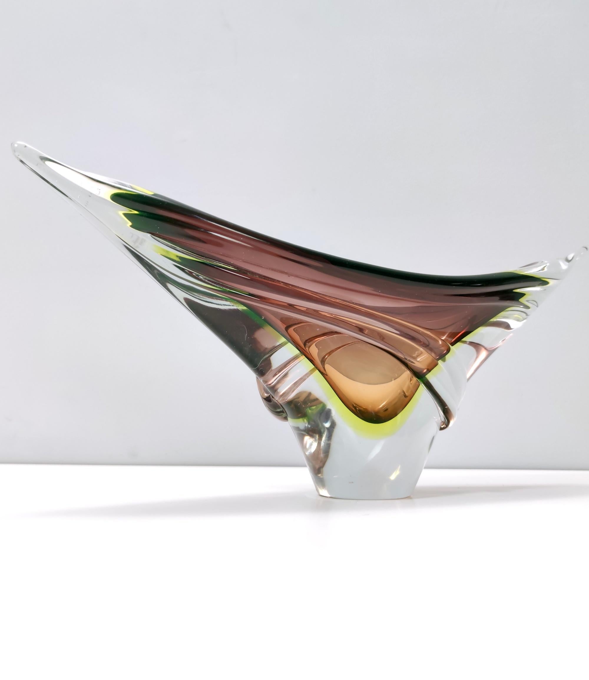 Mid-20th Century Stunning Vintage Brown Sommerso Glass Bowl or Centerpiece by Seguso, Italy For Sale