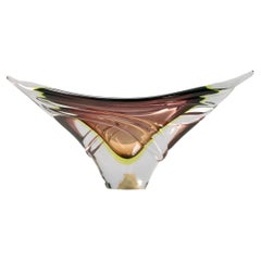 Stunning Vintage Brown Sommerso Glass Bowl or Centerpiece by Seguso, Italy