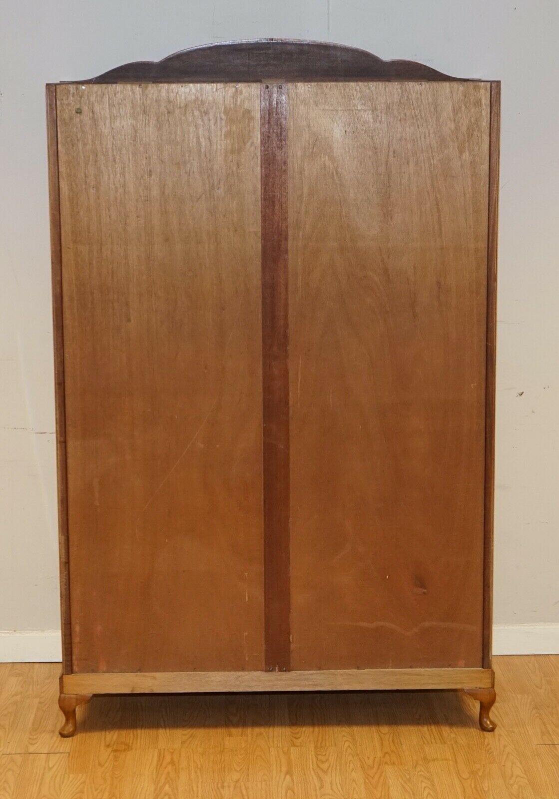 Stunning Vintage Burr Walnut Double Wardrobe with Queen Anne Legs Part of Suite 2