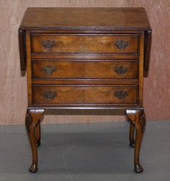 Stunning Vintage Burr Walnut Extending Lamp End Wine Side Table Chest of Drawers