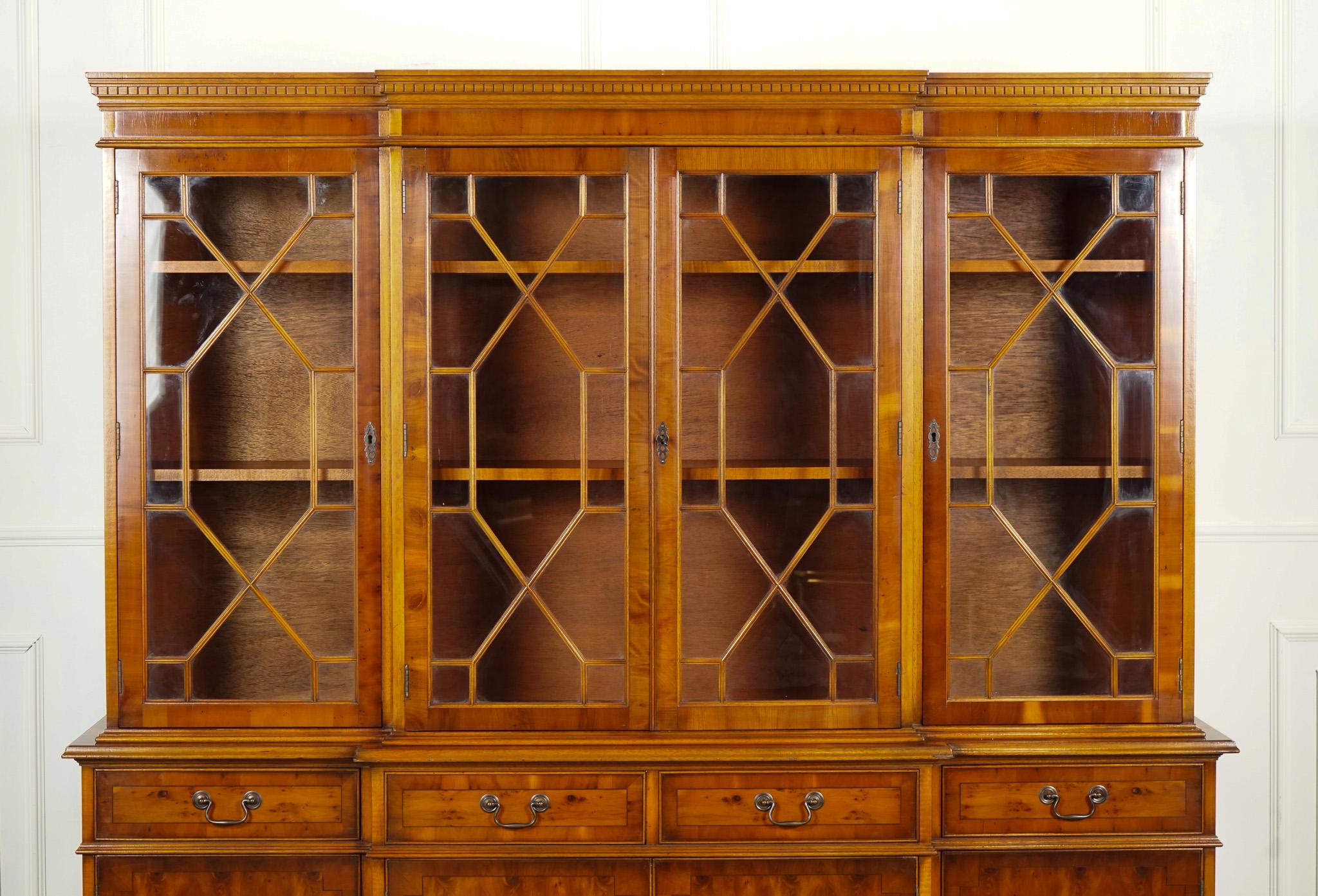 Hand-Crafted STUNNING VINTAGE BURR YEW WOOD DISPLAY CABiNET BOOKCASE BY CHARLES BARR J1 For Sale