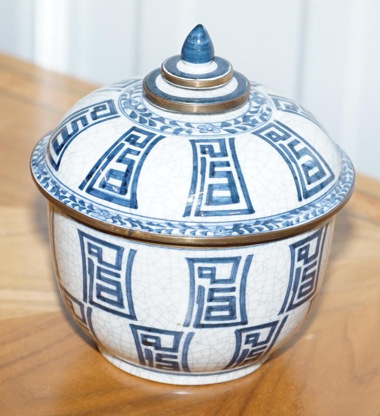 Stunning Vintage Chinese Porcelain Pot with Lid Stamped to the Base