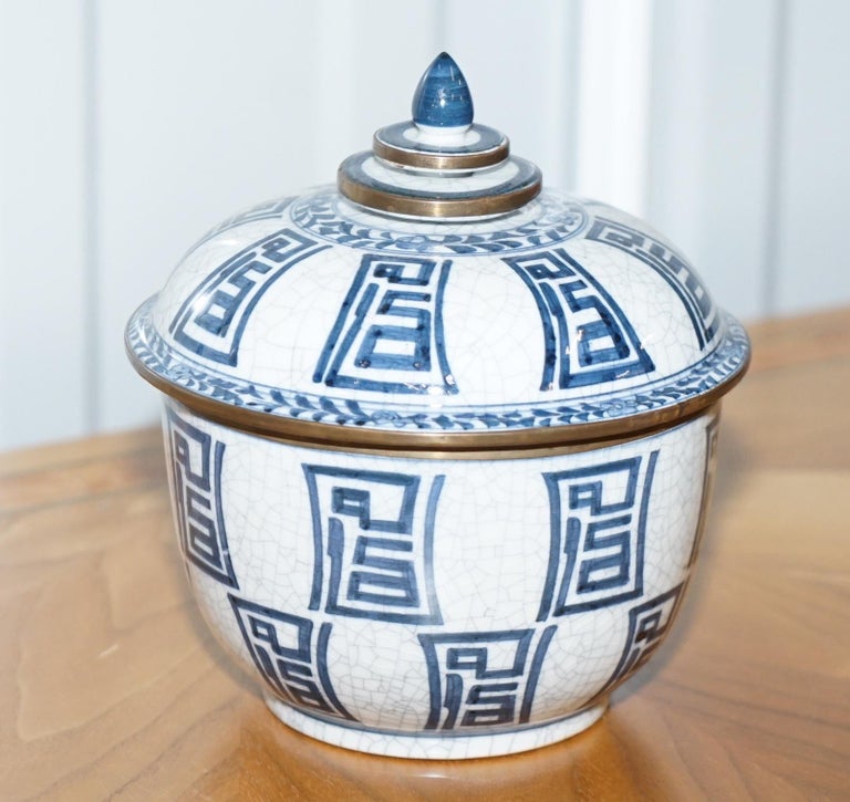 Stunning Vintage Chinese Porcelain Pot with Lid Stamped to the Base