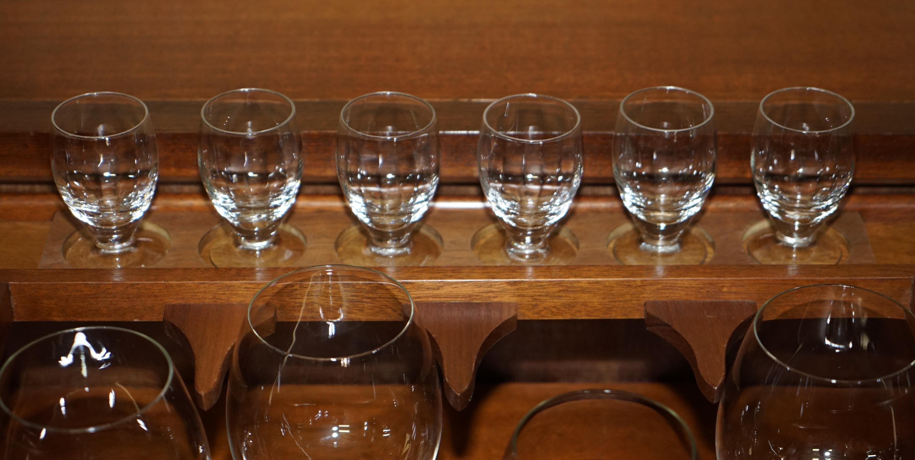 Glass Stunning Vintage circa 1930s Sideboard Drinks Pop Up Bar Table on Wheels For Sale