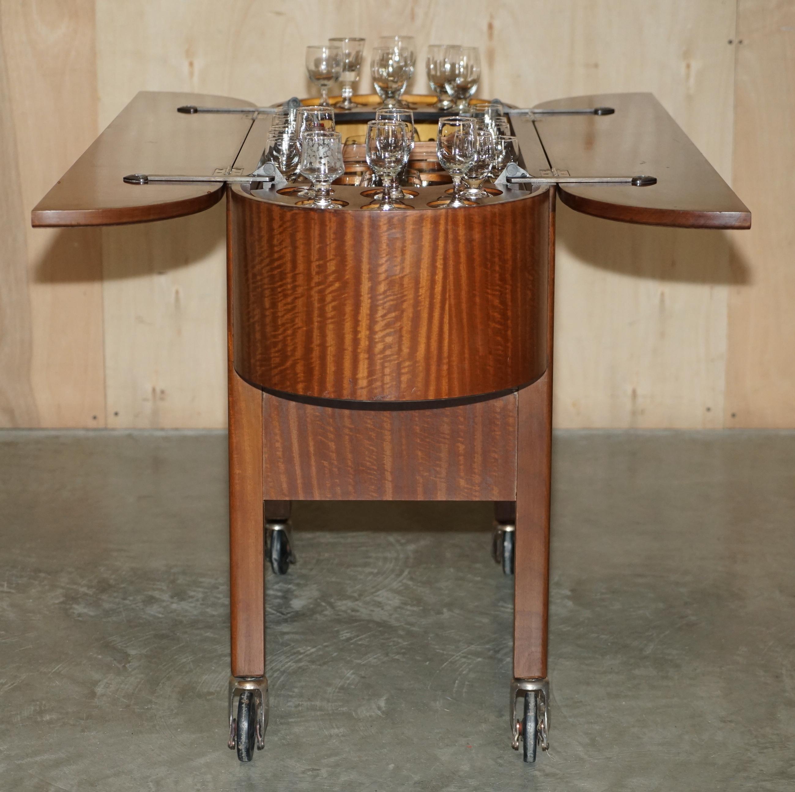 Stunning Vintage circa 1930s Sideboard Drinks Pop Up Bar Table on Wheels For Sale 8