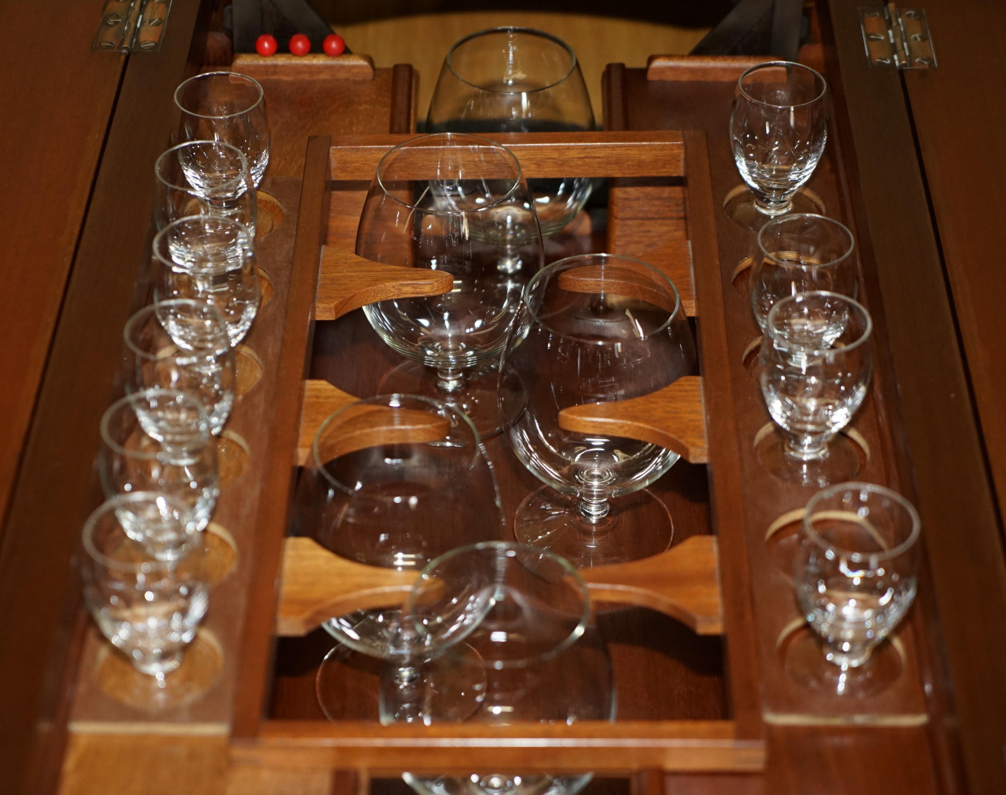 Stunning Vintage circa 1930s Sideboard Drinks Pop Up Bar Table on Wheels For Sale 10