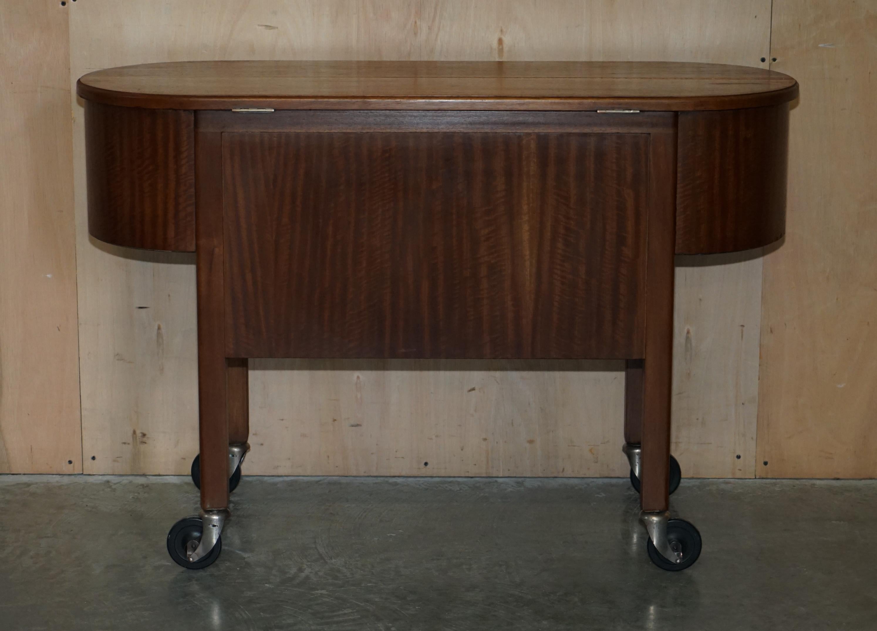 English Stunning Vintage circa 1930s Sideboard Drinks Pop Up Bar Table on Wheels For Sale