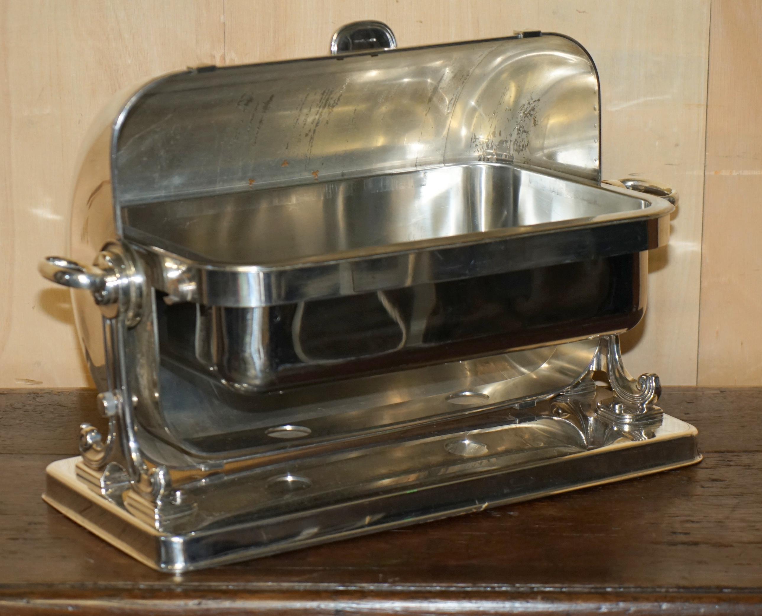 STUNNING VINTAGE CiRCA 1960 ITALIAN CHAFING DISH MEAT SERVER BY SABONET STAMPED For Sale 5
