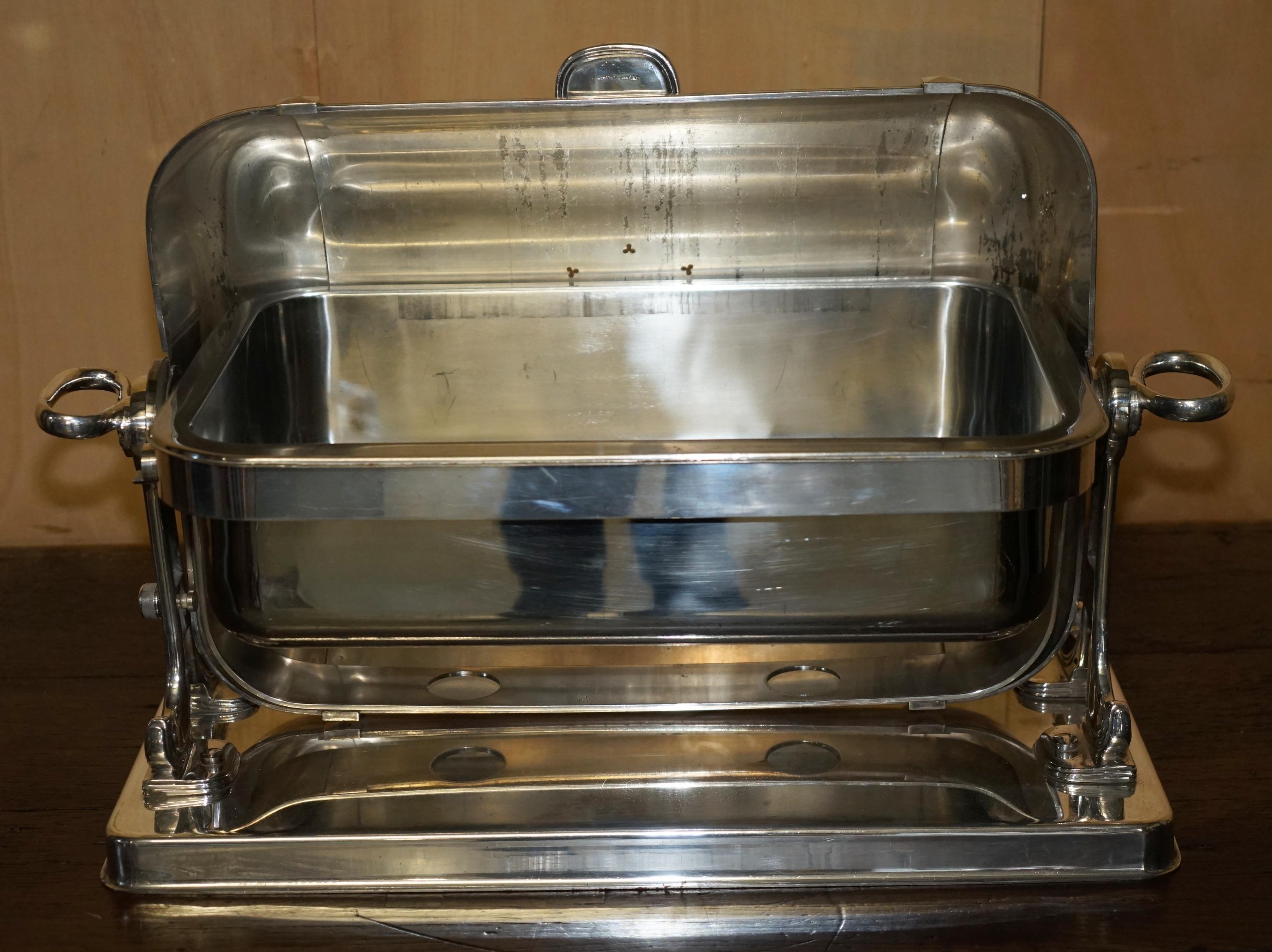 STUNNING VINTAGE CiRCA 1960 ITALIAN CHAFING DISH MEAT SERVER BY SABONET STAMPED For Sale 6