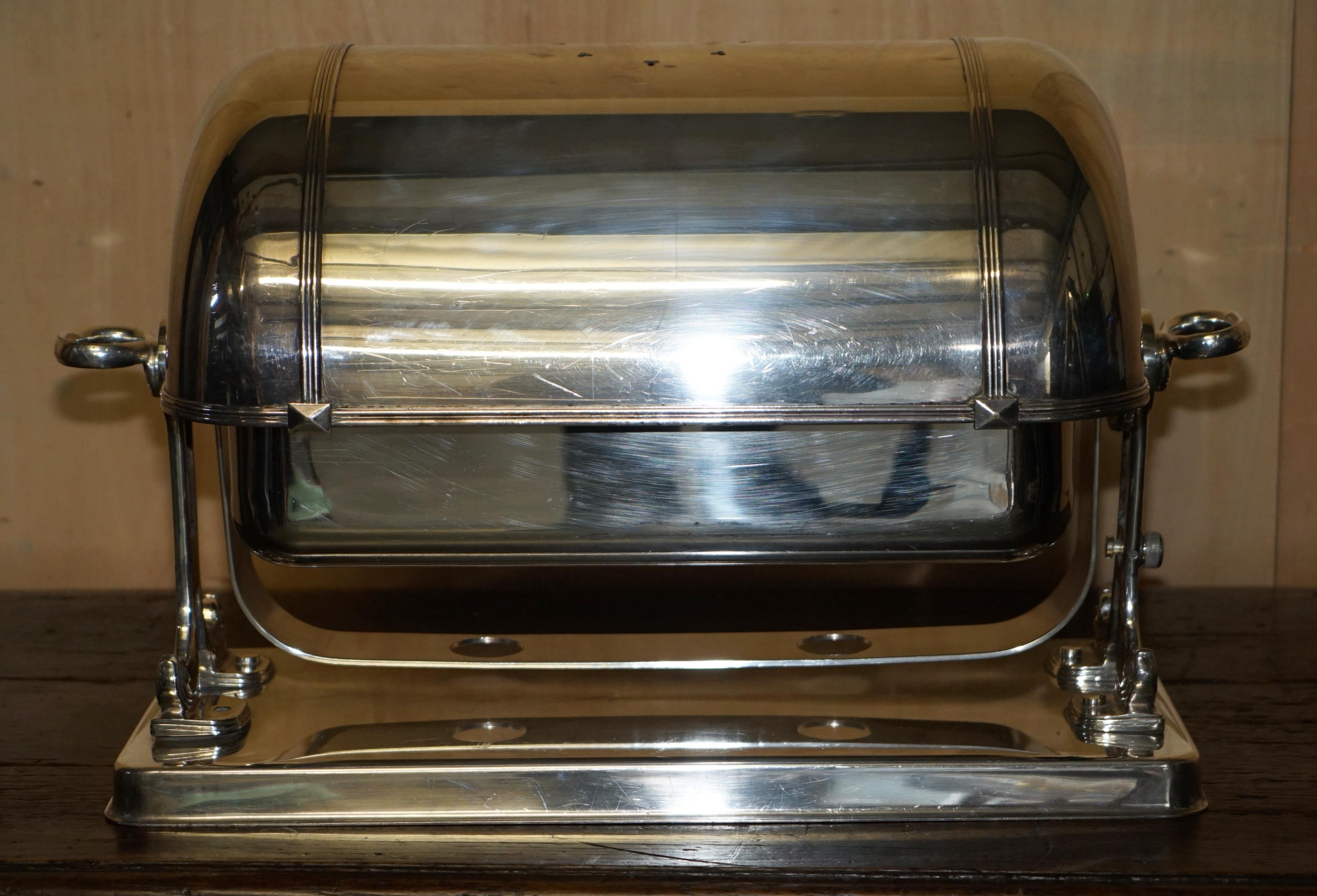 STUNNING VINTAGE CiRCA 1960 ITALIAN CHAFING DISH MEAT SERVER BY SABONET STAMPED For Sale 1