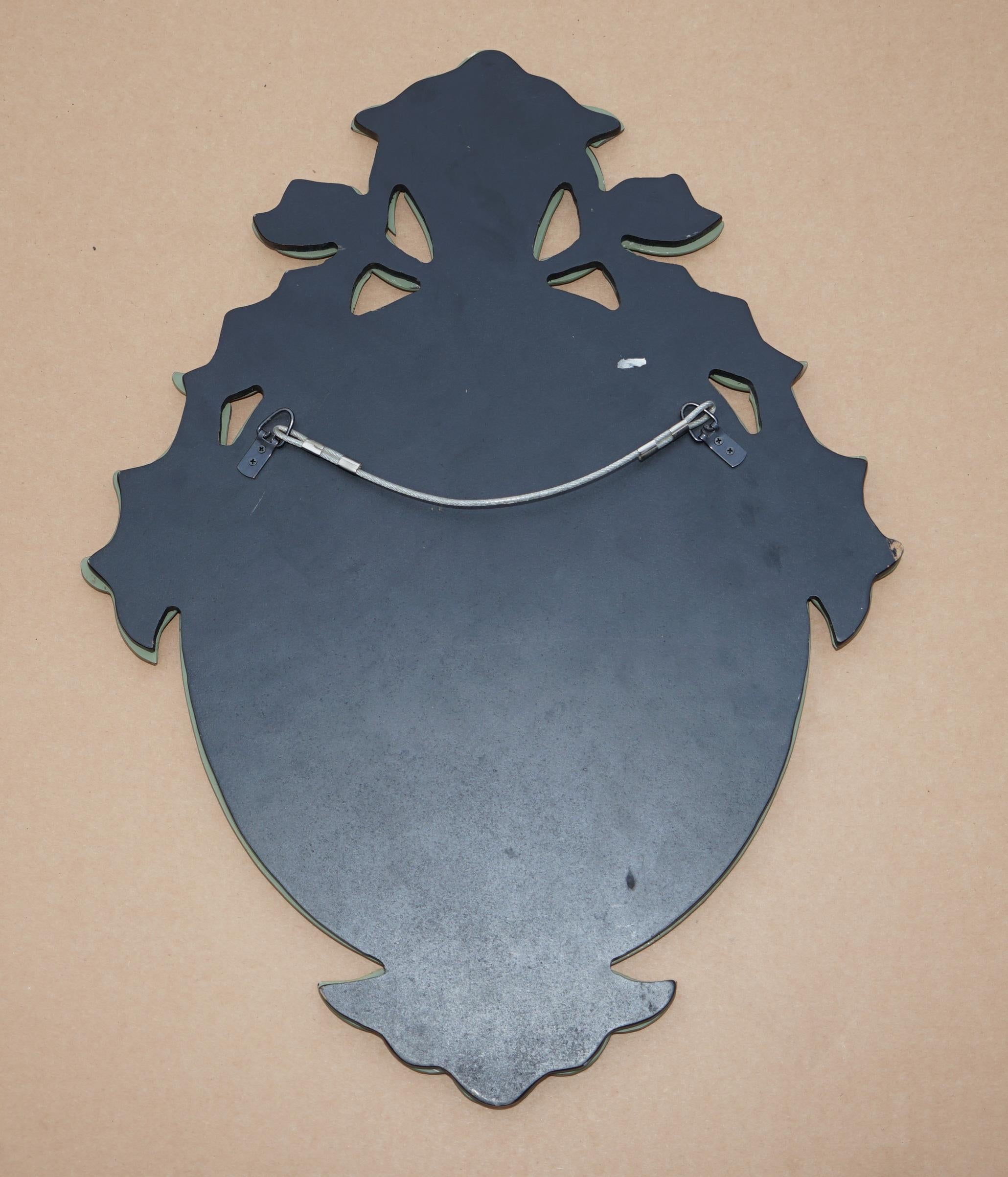 Impresionante Vintage Azul Cobalto Grabado Italiano Venitiano Espejo de Pared Tamaño Adorable en venta 6