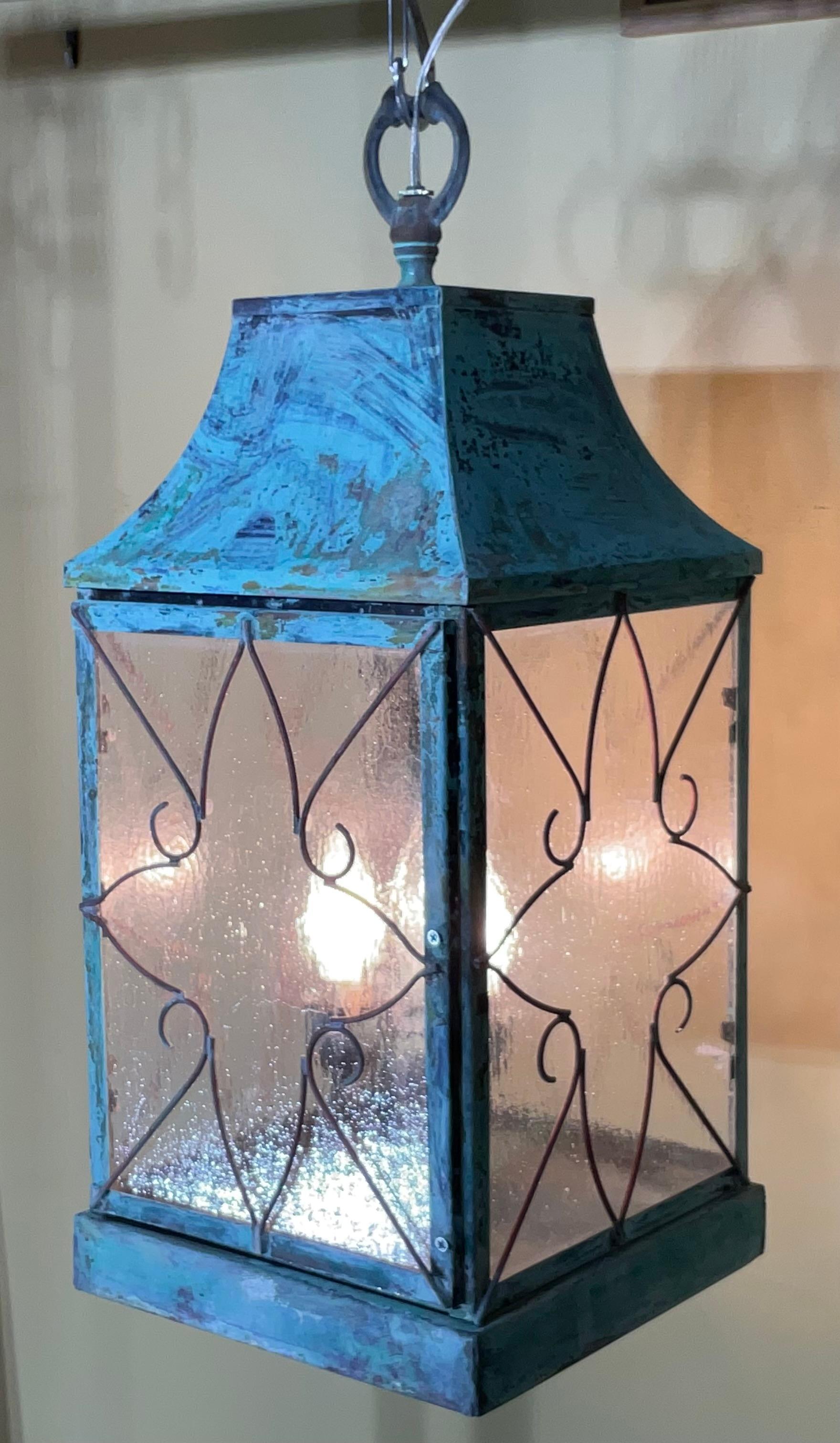 Impresionante Farol Colgante Vintage de Cobre Estadounidense en venta