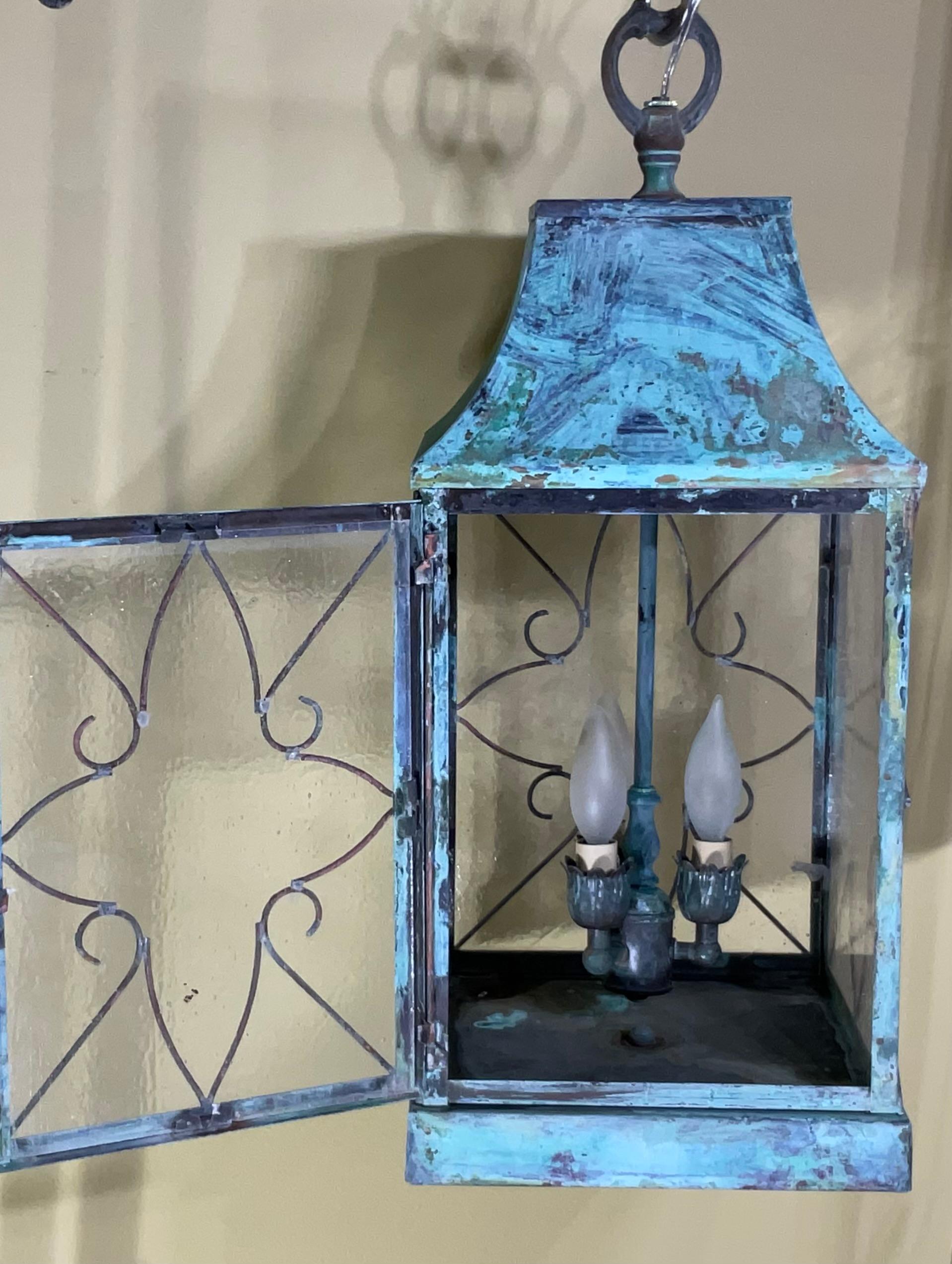 Impresionante Farol Colgante Vintage de Cobre en venta 2