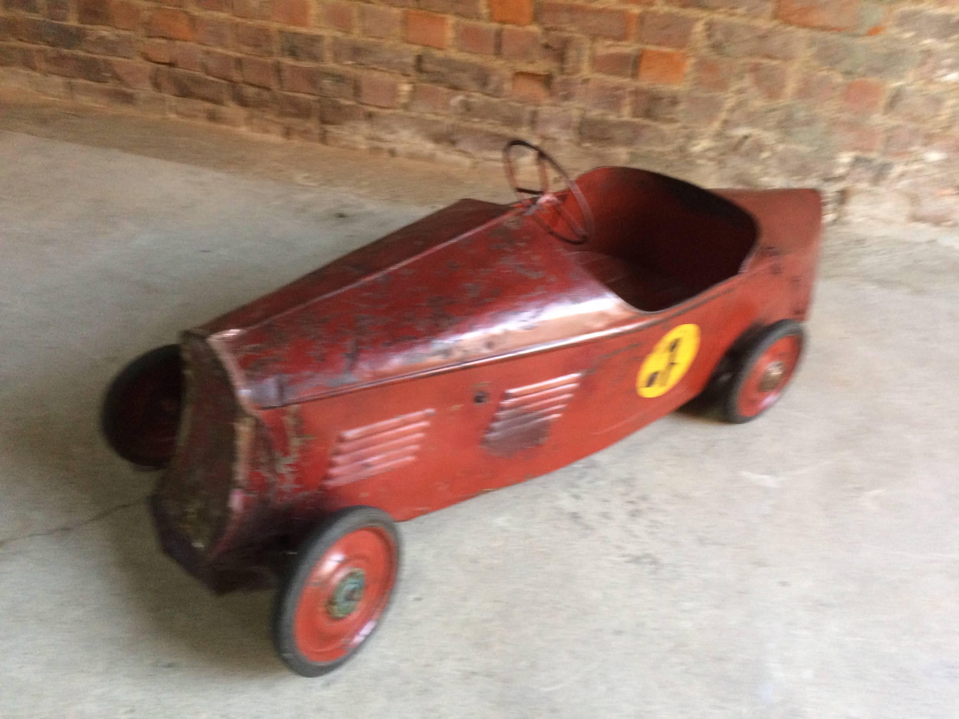 American Classical Stunning Vintage Delage Boat Tail Racer Pedal Car Distressed Loft Style, 1935