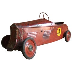 Stunning Used Delage Boat Tail Racer Pedal Car Distressed Loft Style, 1935