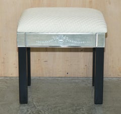 Stunning Vintage Dressing Table Stool with Italian Venetian Etched Glass Panels