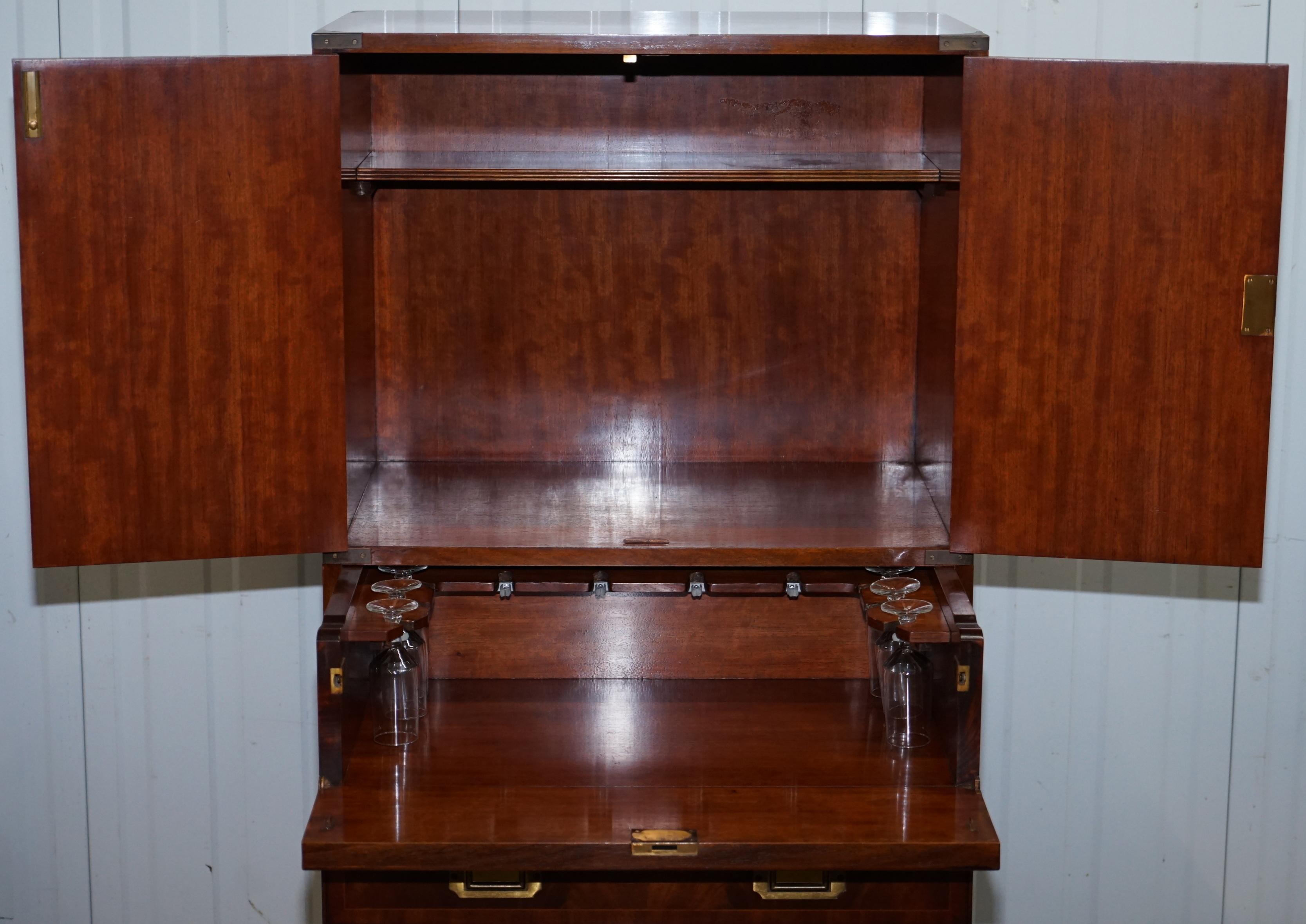 Stunning Vintage Drinks Military Campaign Cabinet Cupboard with Chest of Drawers 5