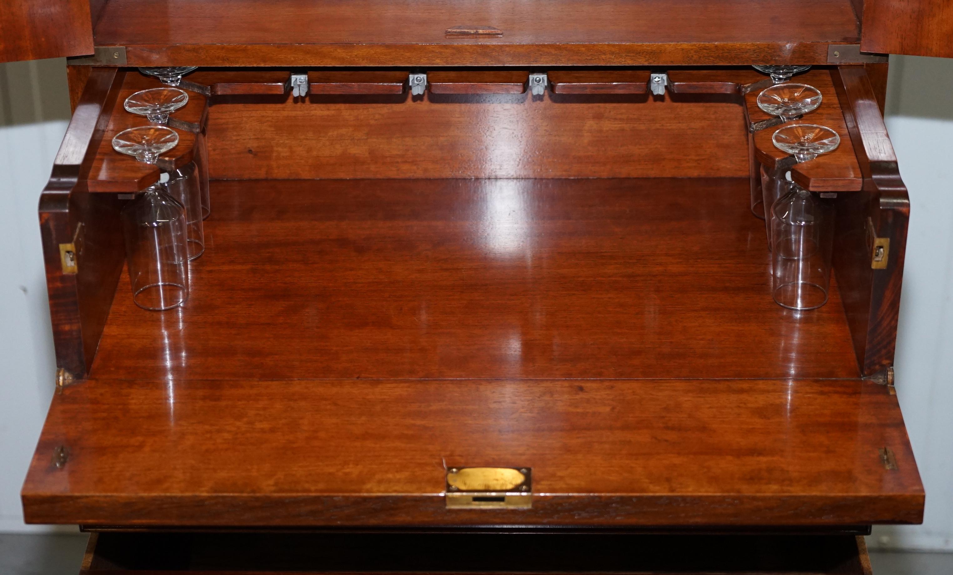 Stunning Vintage Drinks Military Campaign Cabinet Cupboard with Chest of Drawers 7