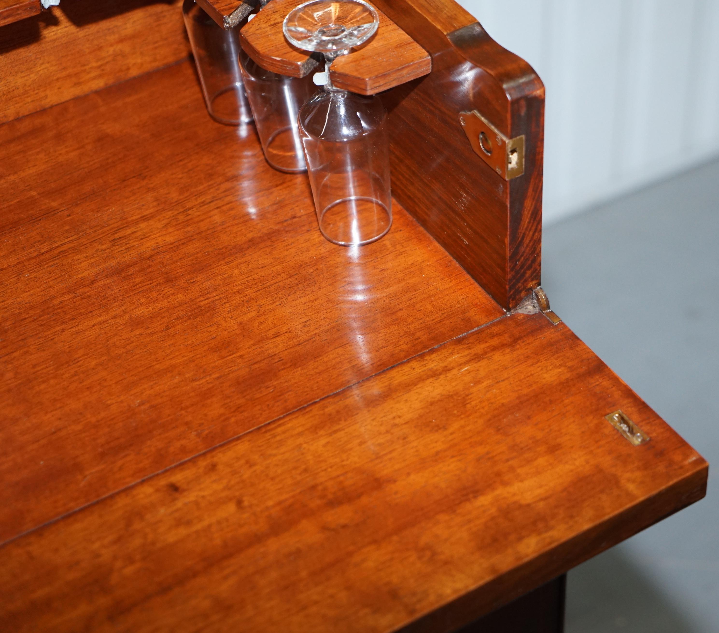 Stunning Vintage Drinks Military Campaign Cabinet Cupboard with Chest of Drawers 11
