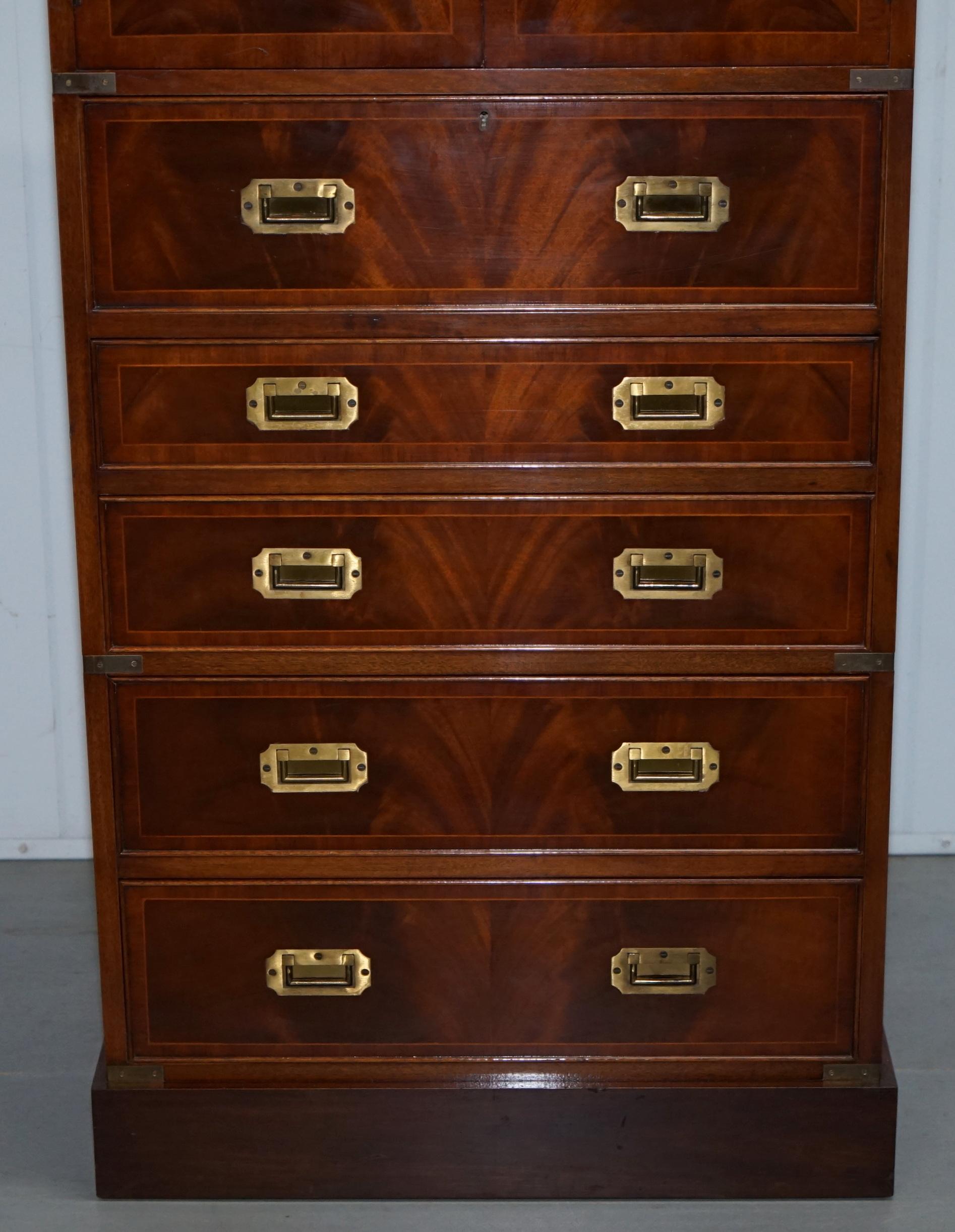 Brass Stunning Vintage Drinks Military Campaign Cabinet Cupboard with Chest of Drawers