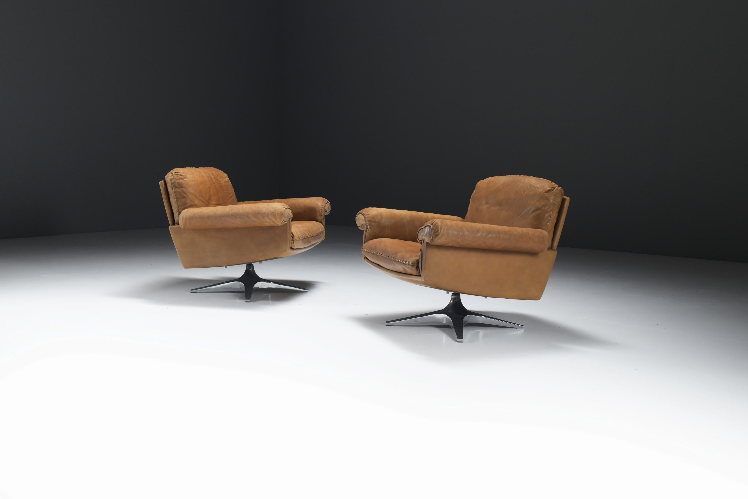 Stunning vintage DS 31 lounge chairs in cognac leather by De Sede Team - De Sede For Sale 3