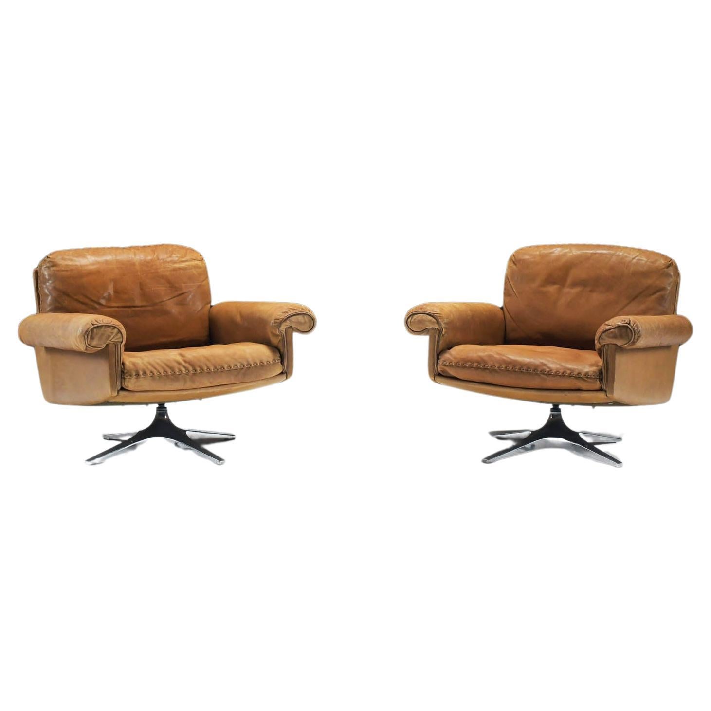 Stunning vintage DS 31 lounge chairs in cognac leather by De Sede Team - De Sede