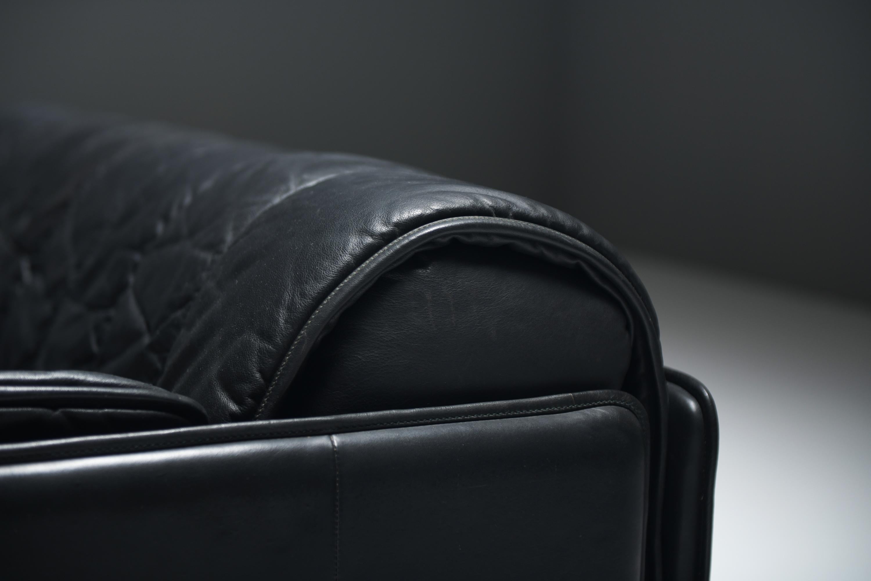 Superbe canapé/lit de repos DS-69 vintage en cuir noir par l'équipe De Sede pour De Sede Bon état - En vente à Buggenhout, Oost-Vlaanderen