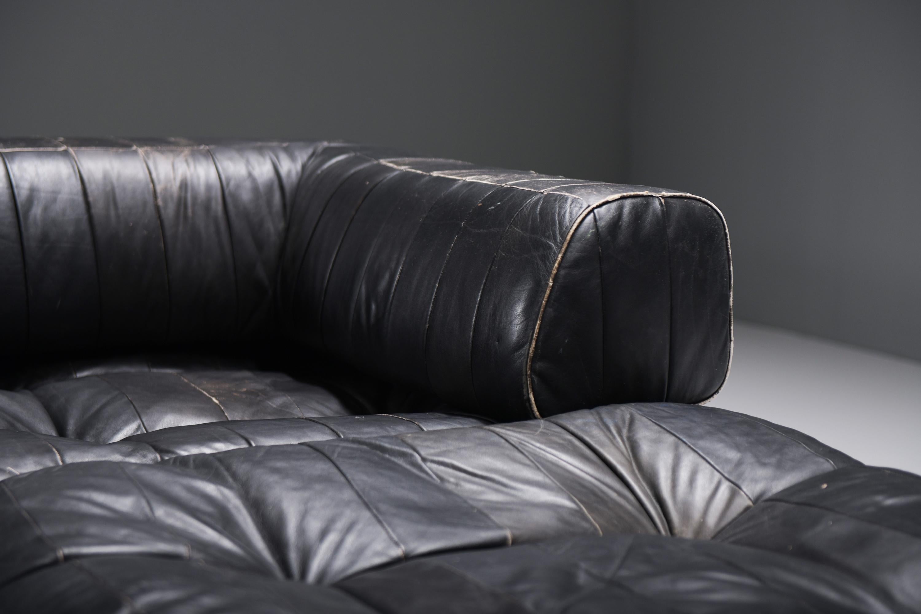 Stunning vintage DS-88 set in original black leather by Team De Sede for De Sede For Sale 11