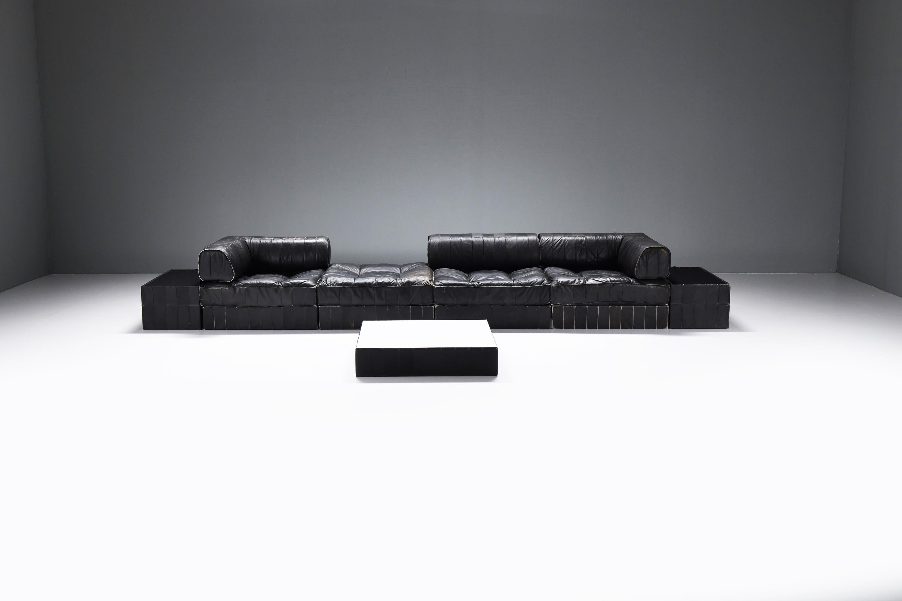 Mid-Century Modern Stunning vintage DS-88 set in original black leather by Team De Sede for De Sede For Sale