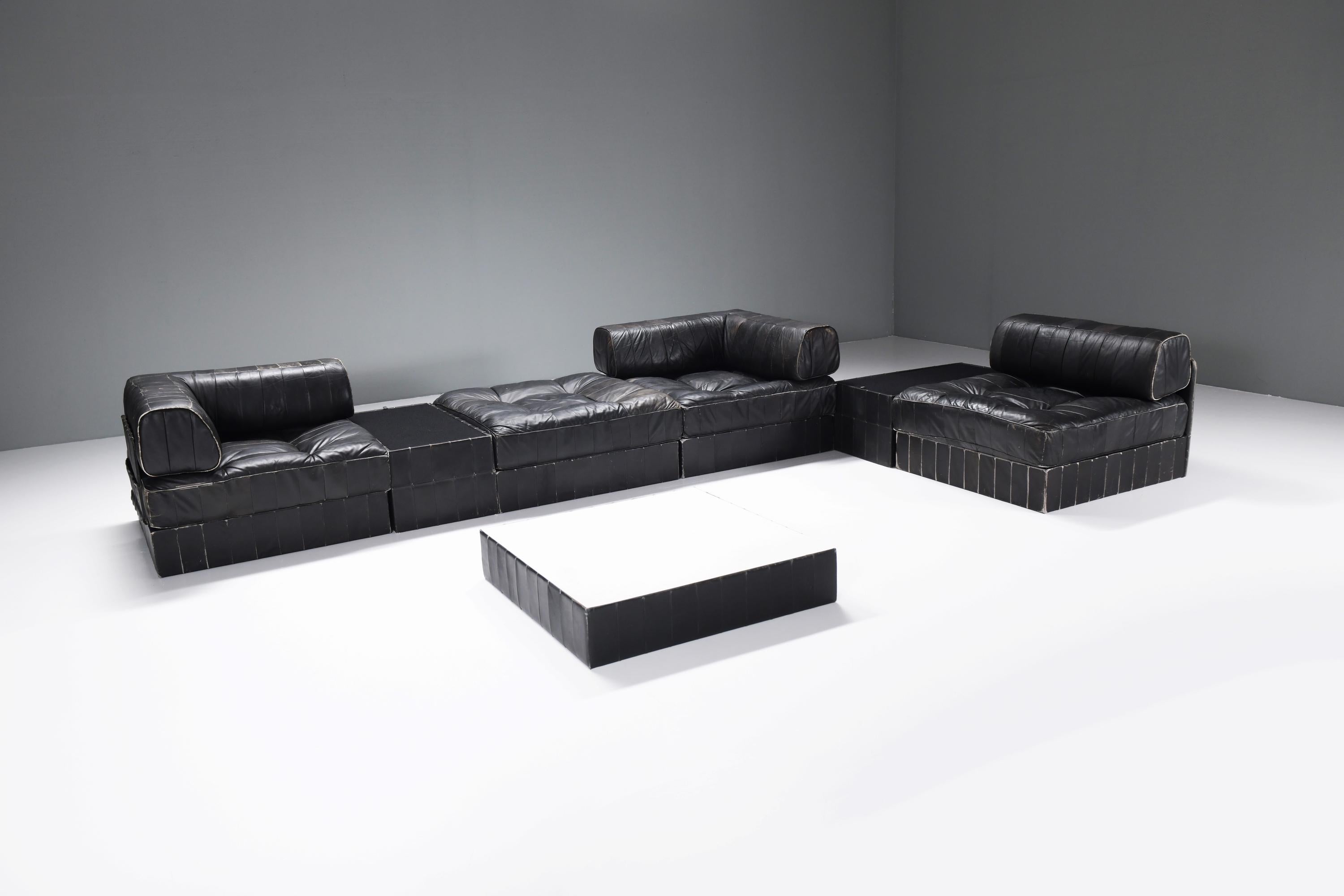 Stunning vintage DS-88 set in original black leather by Team De Sede for De Sede In Good Condition In Buggenhout, Oost-Vlaanderen
