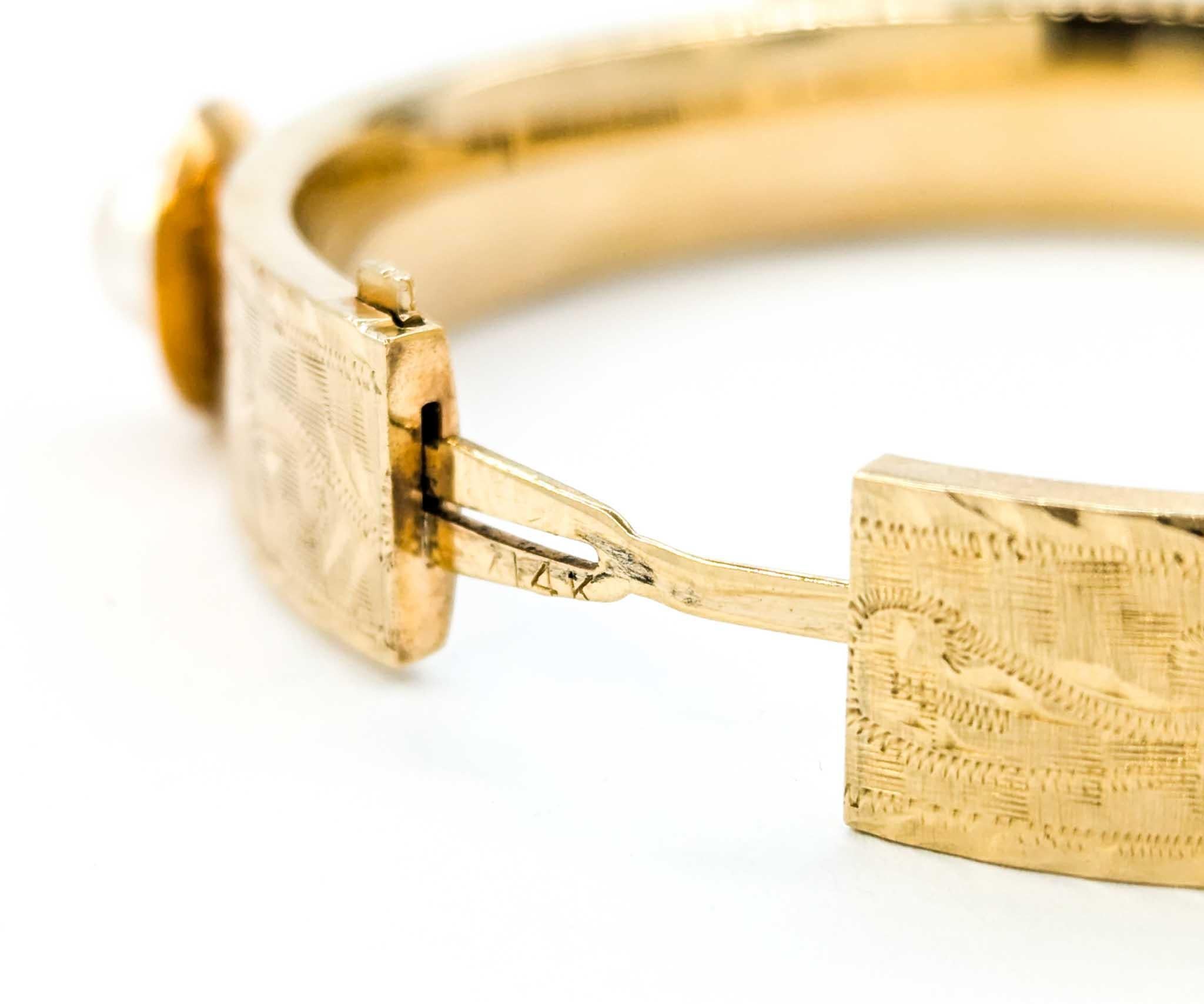 Superbe bracelet jonc vintage à charnières en or jaune MCM en vente 5