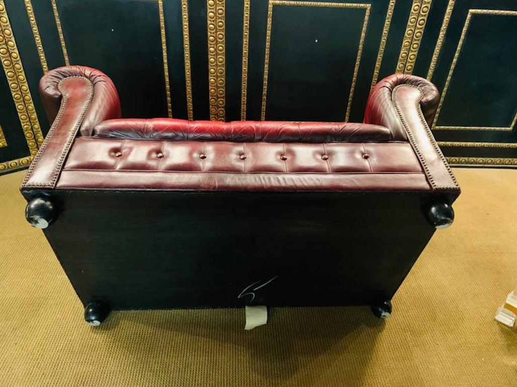 Stunning Vintage English Red Leather Chesterfield Sofa Made by Pendragon 12