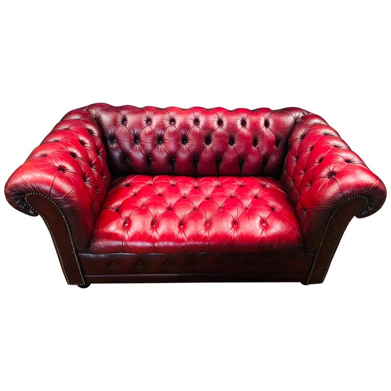 Red Leather Chesterfield Sofa Made, Red Sofa Leather