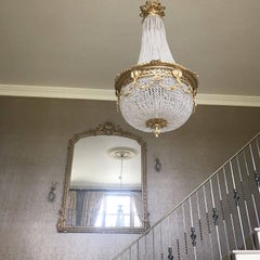 Stunning Vintage French, Crystal, Gilt Bronze, Empire Antique Chandelier