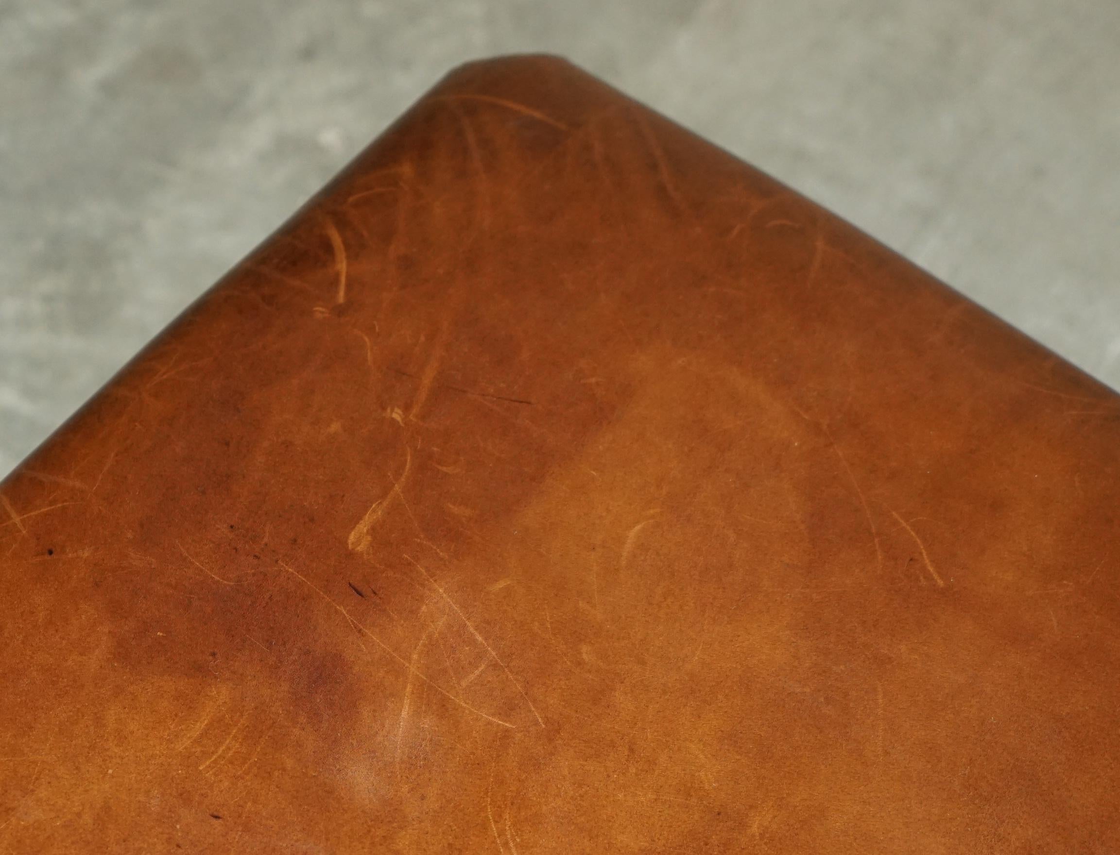 STUNNiNG VINTAGE FRENCH STYLE RALPH LAUREN BROWN LEATHER FOOTSTOOL OTTOMAN For Sale 1